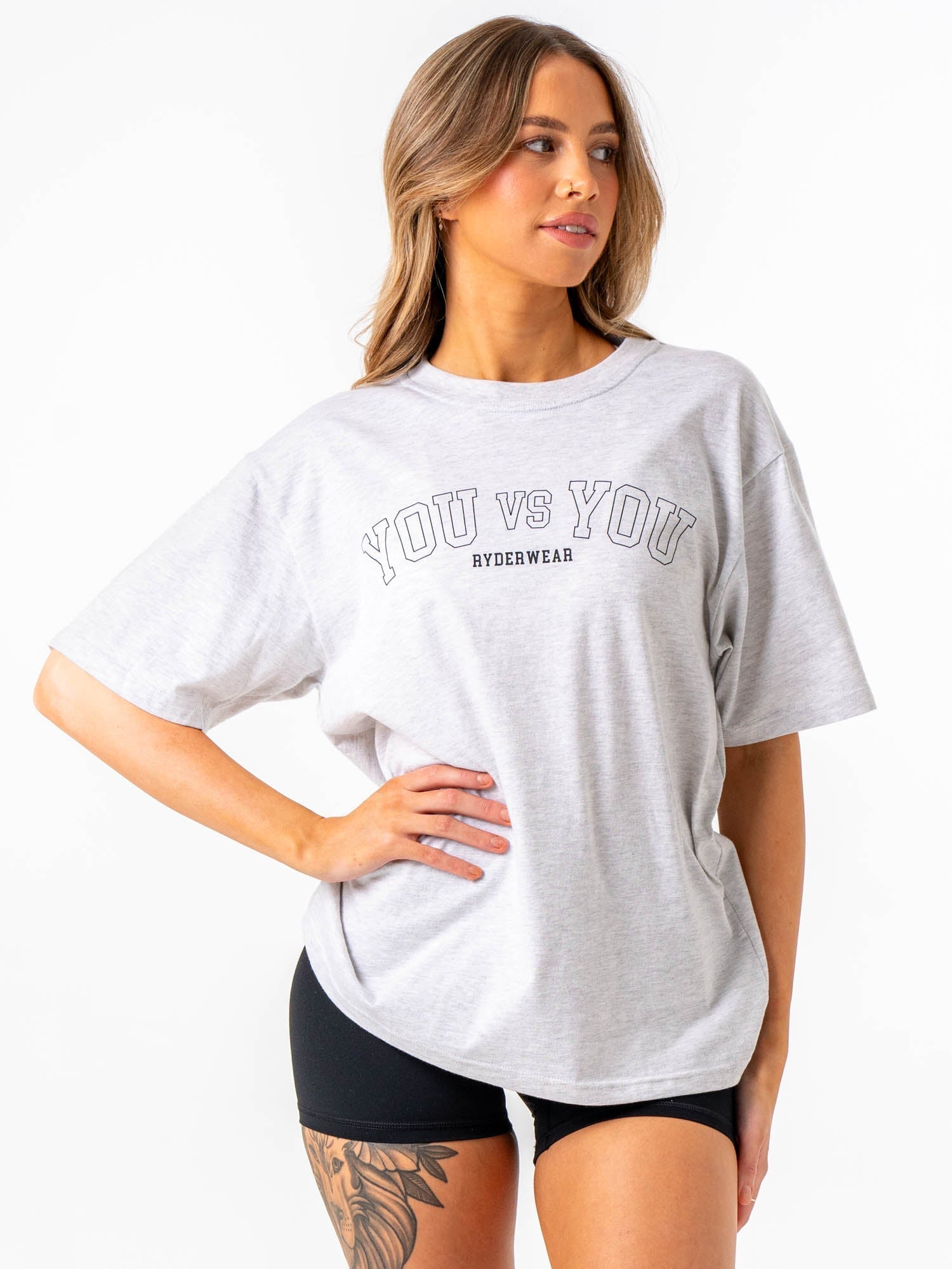 You vs You Oversized T-Shirt - Trendy Snow Marl Graphic Tee for Men & Women | Casual Streetwear, Gym Workout, Lounge Comfort