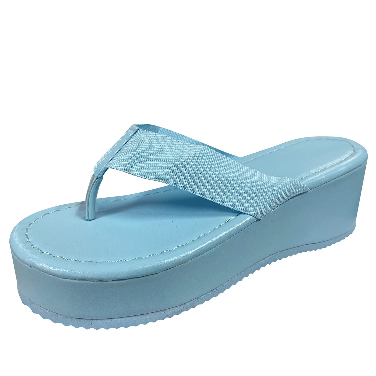 Women's Low Wedge Sandals - Comfortable Fabric Flip Flops with Solid Color Design | Perfect for Beach, Vacation, and Summer Casual Wear