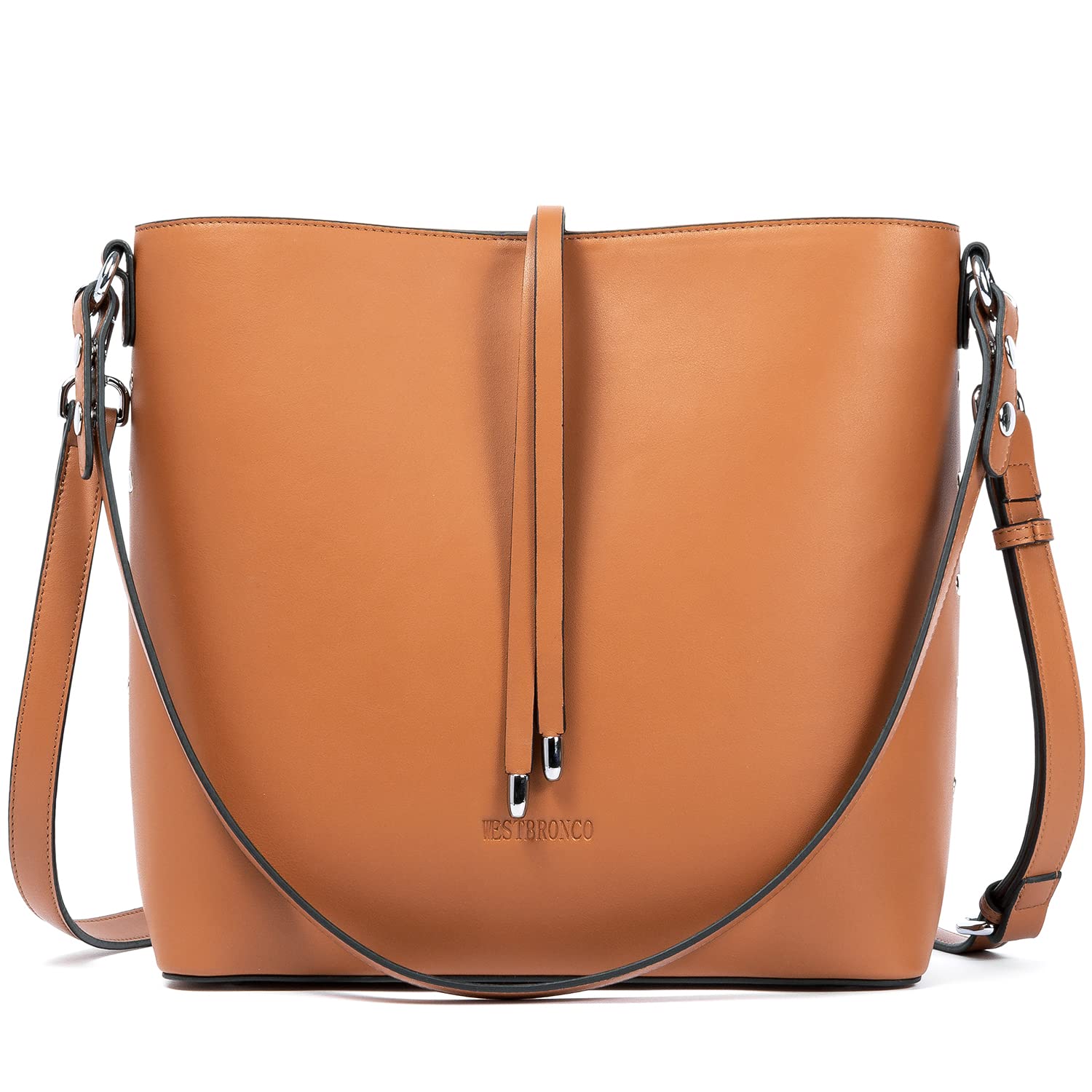 WESTBRONCO Women's Genuine Leather Handbags & Purses Set - Stylish Hobo Bucket Bag for Work, Travel & Everyday Use