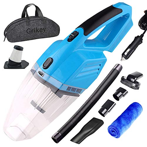 Yanzhen 5KPA Powerful Handheld Car Vacuum Cleaner - Mini Portable Auto Vacuum for Car Interior, Home & Office - Blue | Quick Cleanup for Pet Hair, Crumbs & Dust