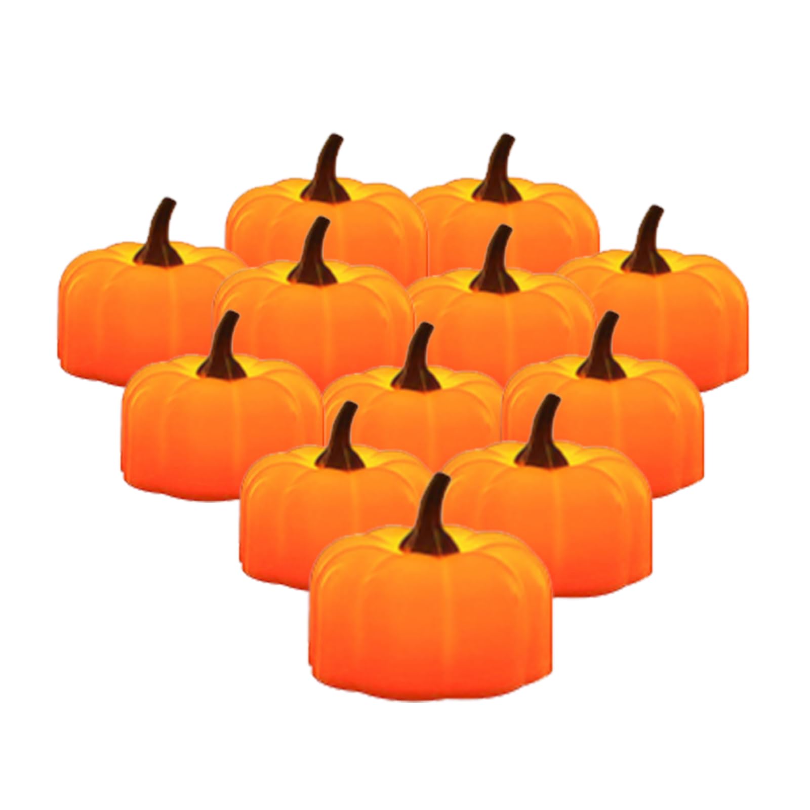 12pcs LED Halloween Pumpkin Lights - Mini Orange Jack O'Lantern Tea Lights for Indoor Halloween Party Decorations | Perfect for Table Centerpieces, Porch Displays & Spooky Home Decor