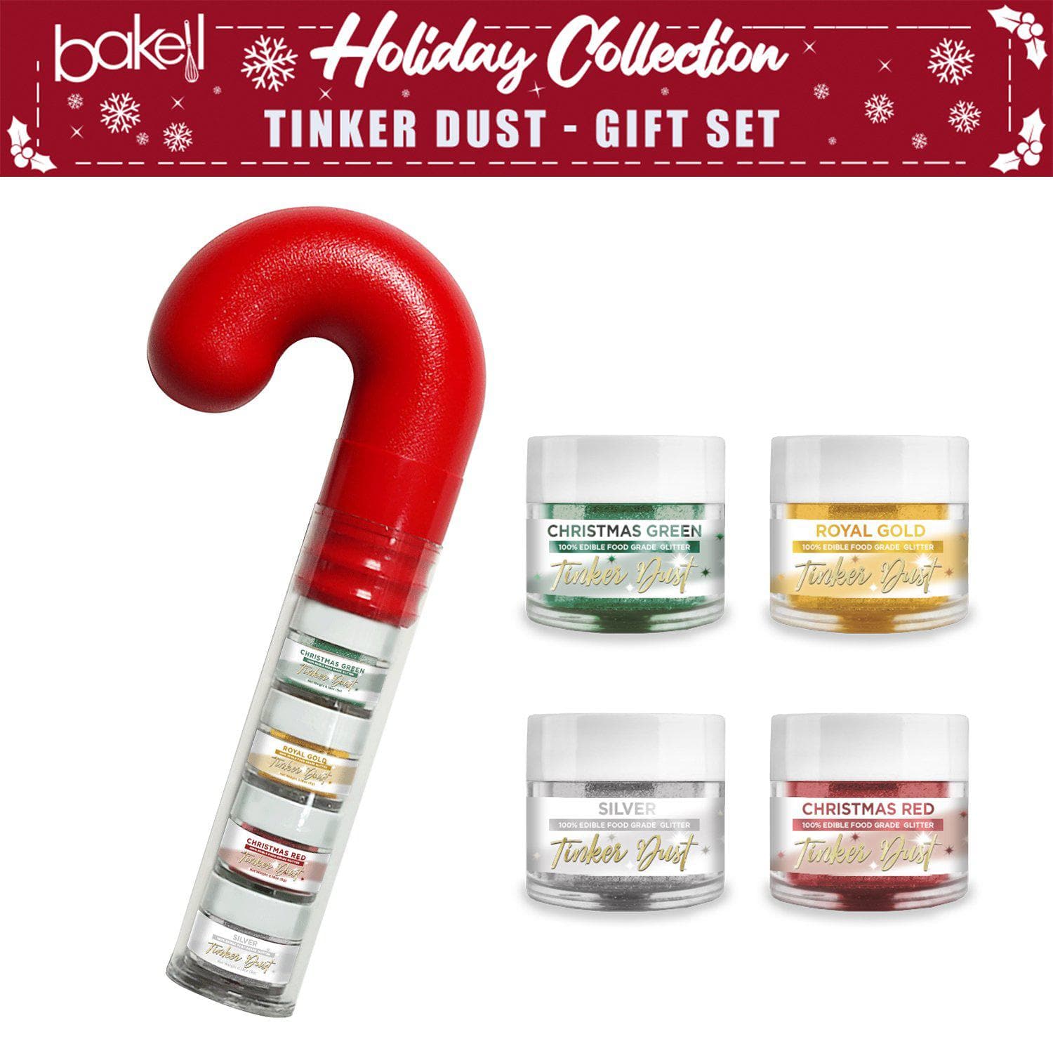 Christmas Candy Cane Tinker Dust Combo Pack - 4 Piece Holiday Candy Set for Stocking Stuffers, Party Favors & Gift Giving