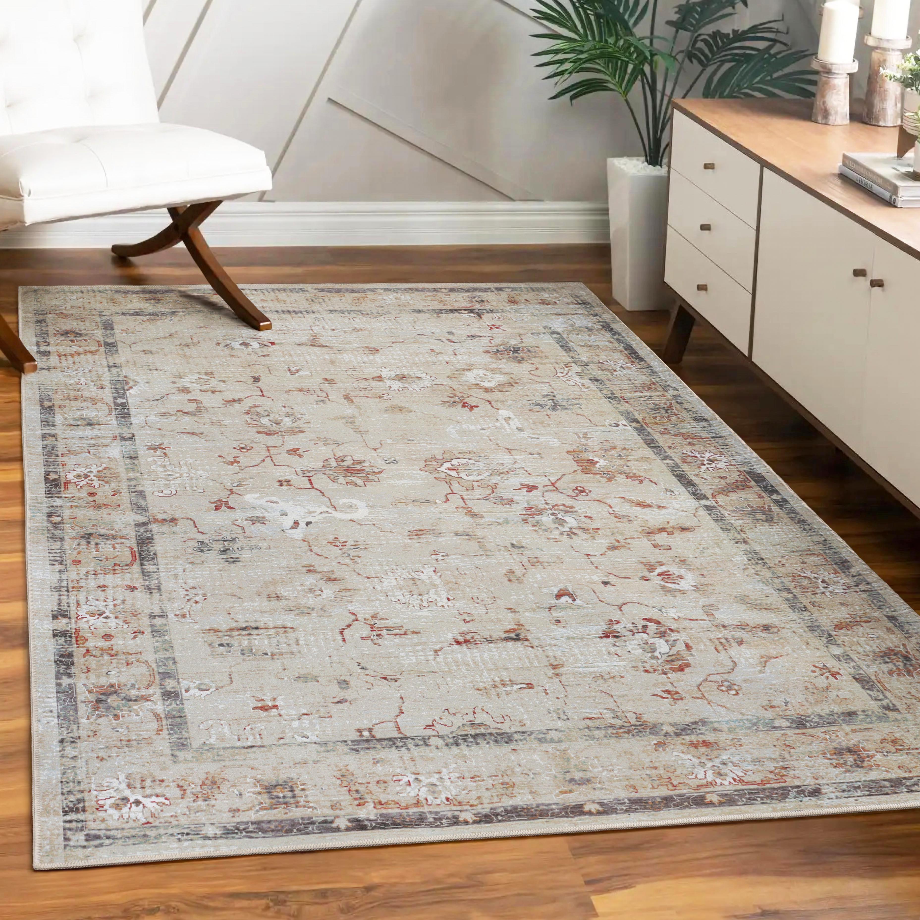 Elegant Swan Floral Non-Slip Washable Indoor Area Rug - Perfect for Living Room, Bedroom, or Hallway Runner
