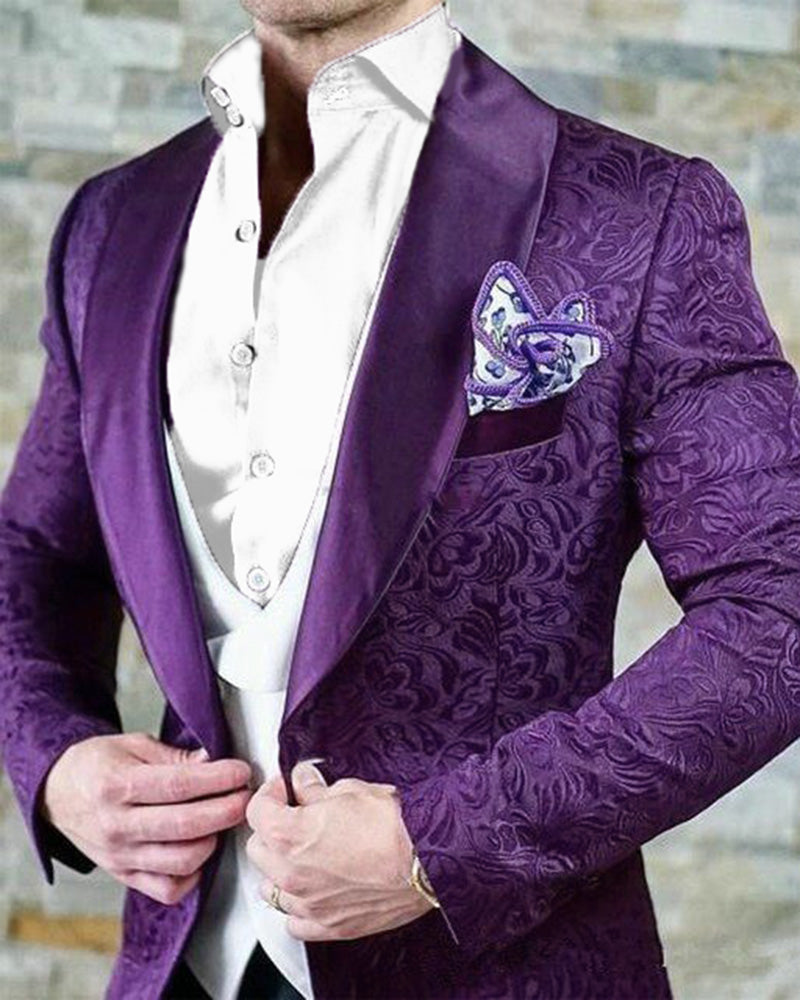 Elegant Purple Paisley Prom Suit 3-Piece Set with Vest & Pants for Men - Formal Dinner Jacket & Blazer (CB3922) | Perfect for Weddings, Cocktail Parties & Special Occasions