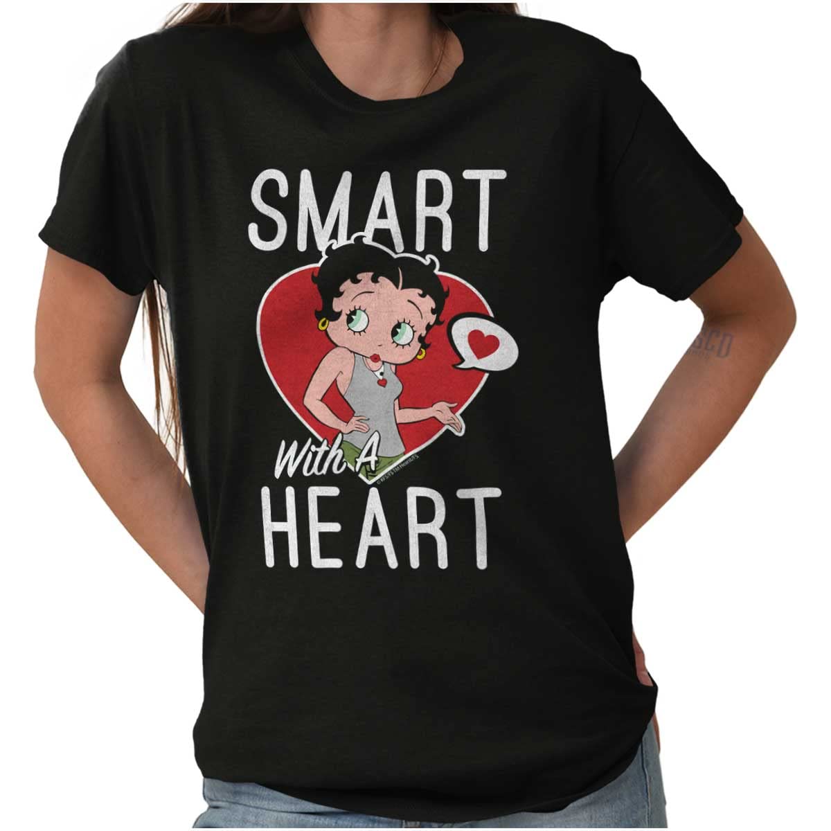 Betty Boop Smart with a Heart Cartoon Women's Graphic T-Shirt | Cute Vintage Tee for Casual Wear, Outfits & Gifts