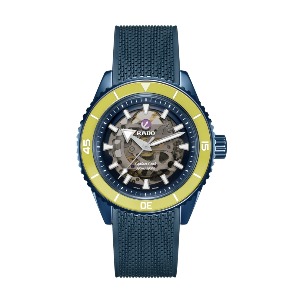 Captain Cook Automatic High-Tech Ceramic Yellow Bezel 43mm Limited Edition Men's Watch - Perfect for Diving, Swimming & Everyday Wear