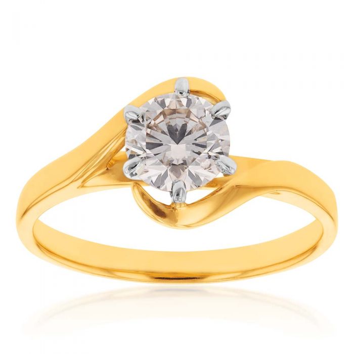 18ct Yellow Gold Solitaire Ring with 1 Carat Australian Diamond - Elegant Engagement & Wedding Jewelry for Women - Perfect for Proposals, Anniversaries & Special Occasions