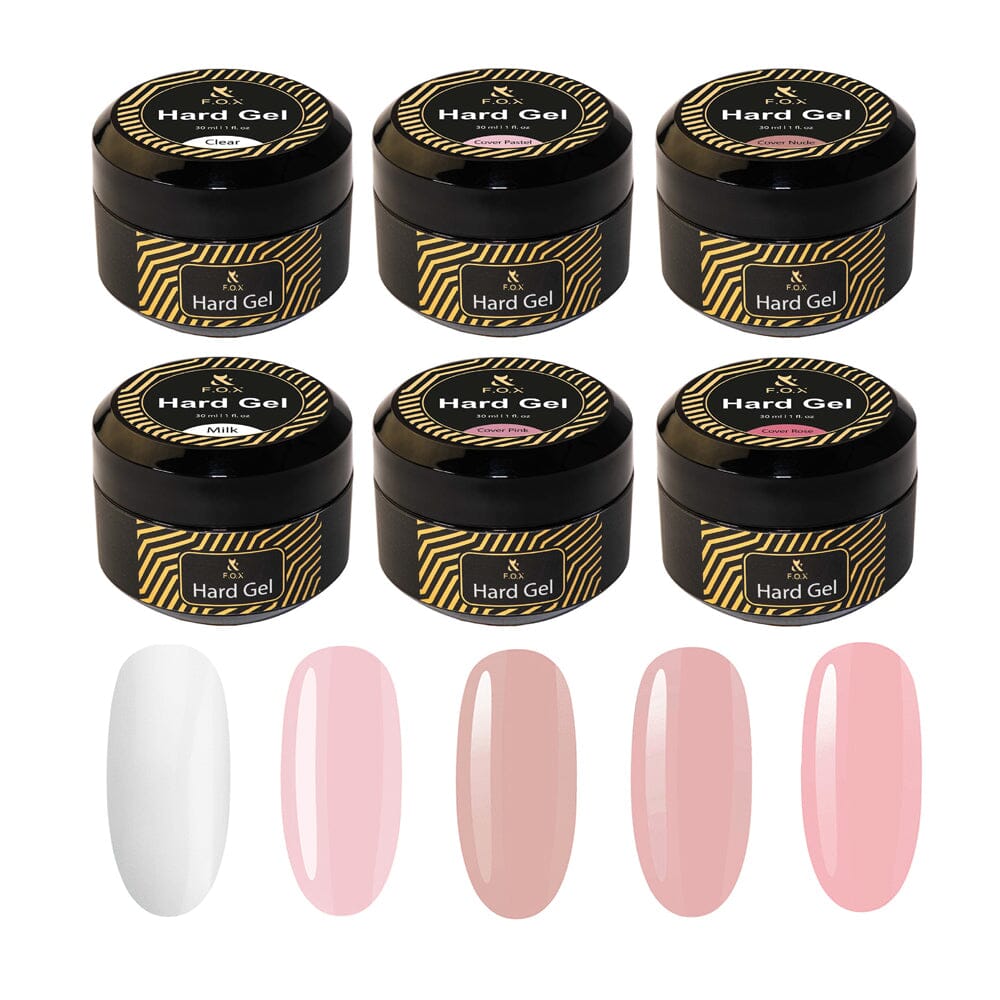 F.O.X Professional 6-Piece Hard Gel Nail Polish Set (30ml Each) - Perfect for Salon, Home Manicures & Nail Art Designs