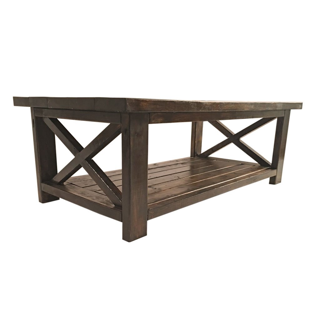 Rustic Modern Farmhouse Coffee Table - Solid Wood Living Room Table for Home Decor, Cozy Gatherings & Entertainment Spaces