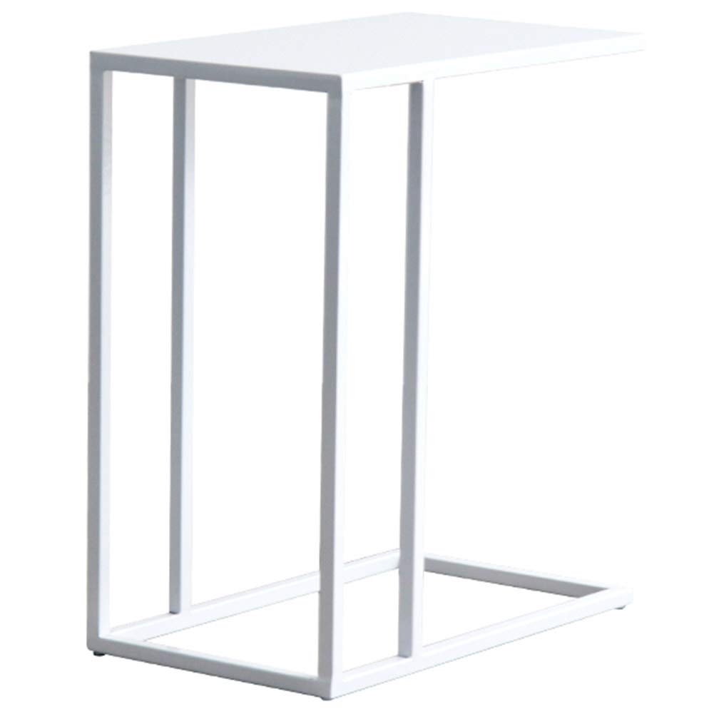 Modern C-Shaped End Table for Small Spaces - LXLA Sofa Side Table, Snack Stand & Laptop Holder - Perfect for Living Room, Bedroom & Office Use (White) - Ideal for Coffee, Reading & Remote Work