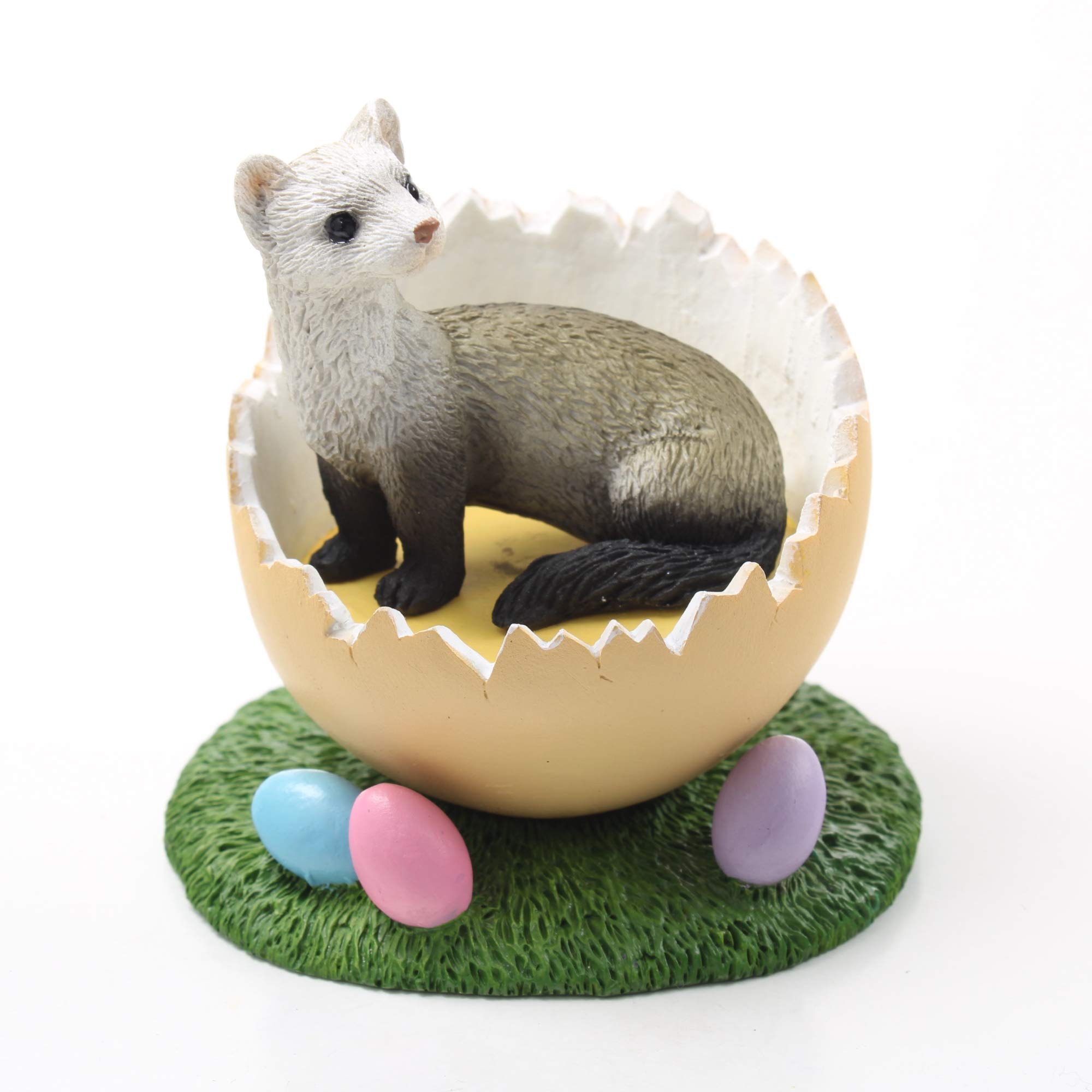 Realistic Hand-Painted Easter Egg Ferret Figurine - Spring Home Decor, Nursery & Office Desk Statue, Unique Easter Gift for Collectors | Perfect for Easter Basket Stuffers, Spring Home Accents & Animal Lover Gifts