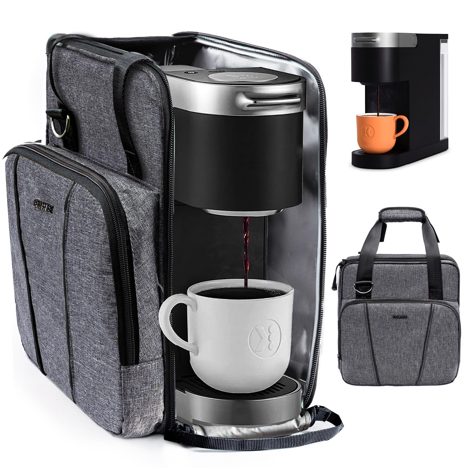 BAGSPRITE Travel Coffee Maker Bag for Keurig K-Slim - Portable Single Serve Coffee Brewer Carrying Case with Storage Pockets for K-Cup Pods | Compact & Durable Design | Perfect for Camping, Office & Road Trips