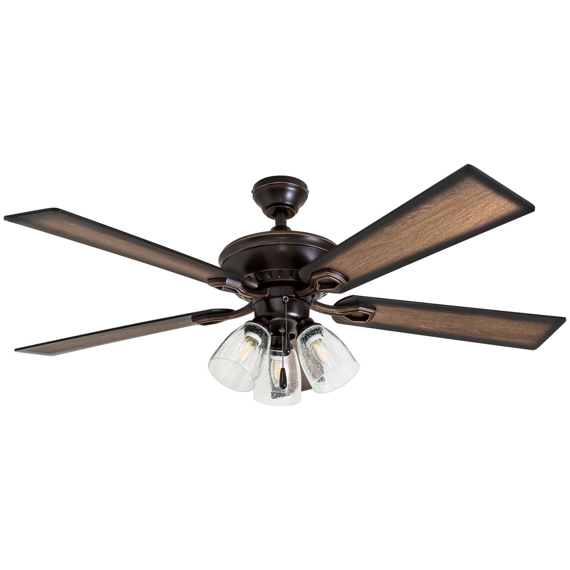 52 Inch Glenmont Oil Rubbed Bronze Ceiling Fan with Pull Chain - Perfect for Living Room, Bedroom, and Outdoor Patio Cooling