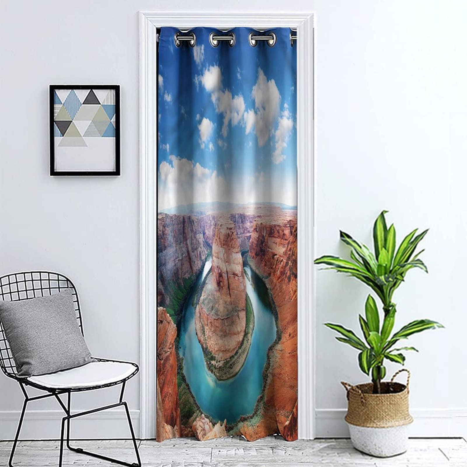 Blackout Door Curtains for Privacy - Solid Insulated Window Drapes with Grand Canyon & Horseshoe Bend Print, Grommet Top Panel (39x78 Inch) - Perfect for Kitchen, Storage Room, Bedroom & Living Room