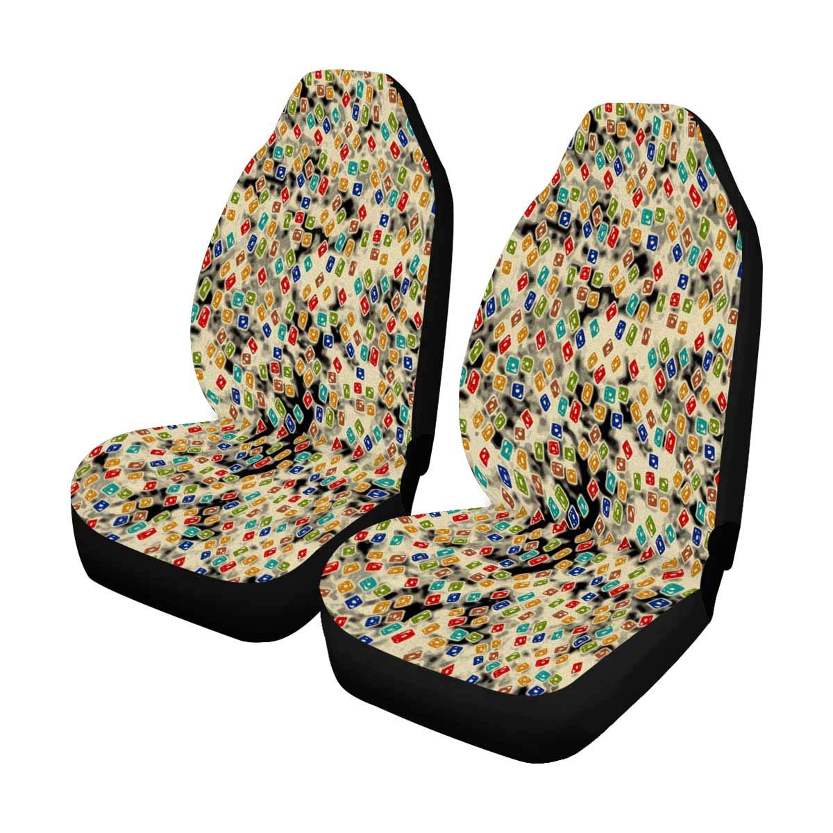 Cartoon Camping Tent Car Seat Covers Set of 2 - Durable Front Seat Cushions for Car, Truck, SUV, or Van - Perfect for Road Trips and Outdoor Adventures