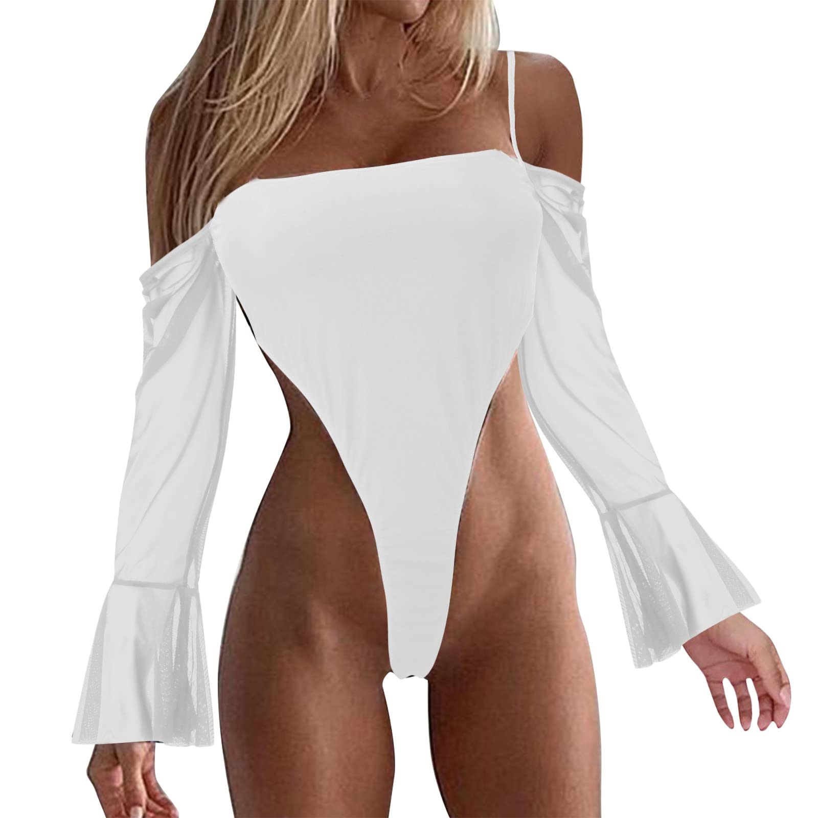 Women's Bikini Set & One Piece Swimsuit - Adjustable Spaghetti Straps, Mesh Wrap Design for Beach, Pool & Summer Vacation | Size S, L