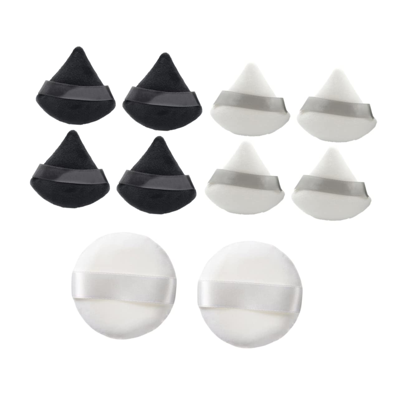 BELLIFFY 10-Pack Velour Powder Puffs - Triangle & Round Makeup Sponges for Foundation, Setting Powder & Blush - Soft Cosmetic Puffs for Flawless Face Makeup Application