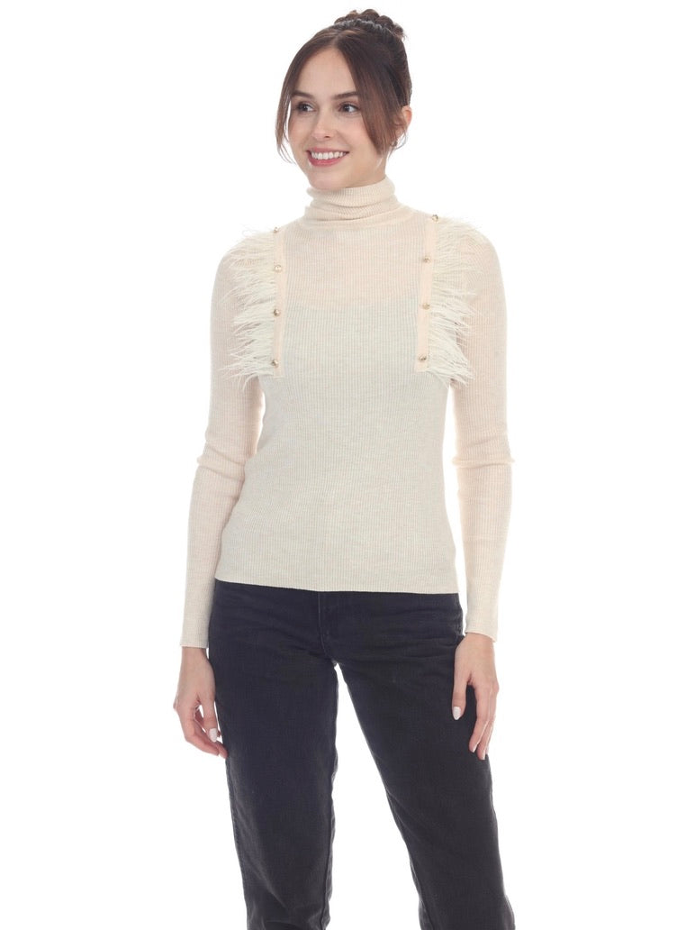 Ivory Mia Long Sleeve Turtleneck Sweater for Women | Soft Winter Knit Top | Perfect for Office, Date Night & Casual Outfits