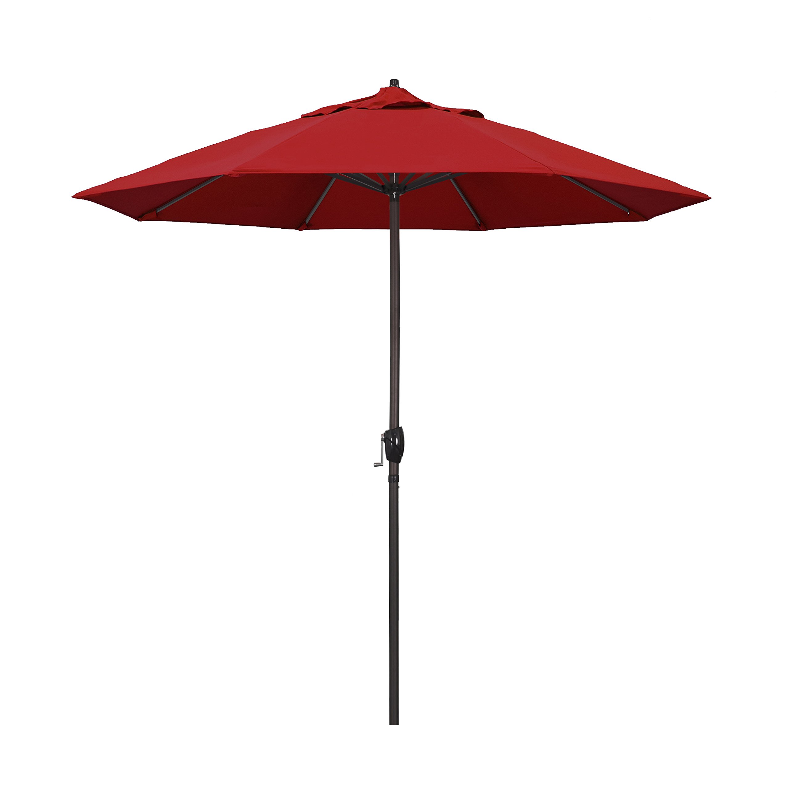 9' Round Aluminum Market Umbrella with Crank Lift & Auto Tilt - Bronze Pole & Red Olefin Canopy - Perfect for Patio, Garden, Poolside and Outdoor Dining Areas (Packaging May Vary)