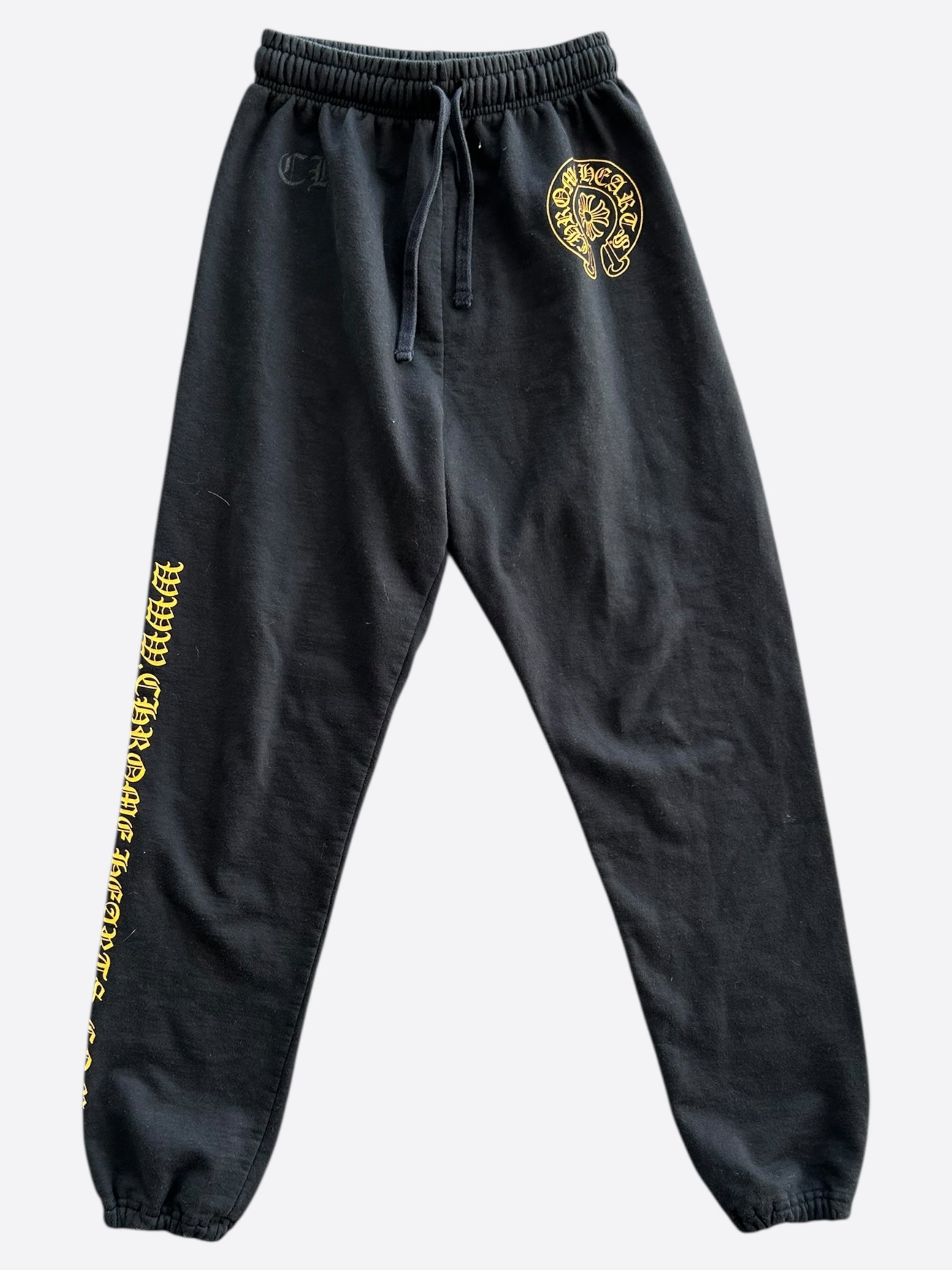 Chrome Hearts Black & Yellow Horseshoe Logo Sweatpants - Online Exclusive | Stylish Lounge & Streetwear for Men & Women