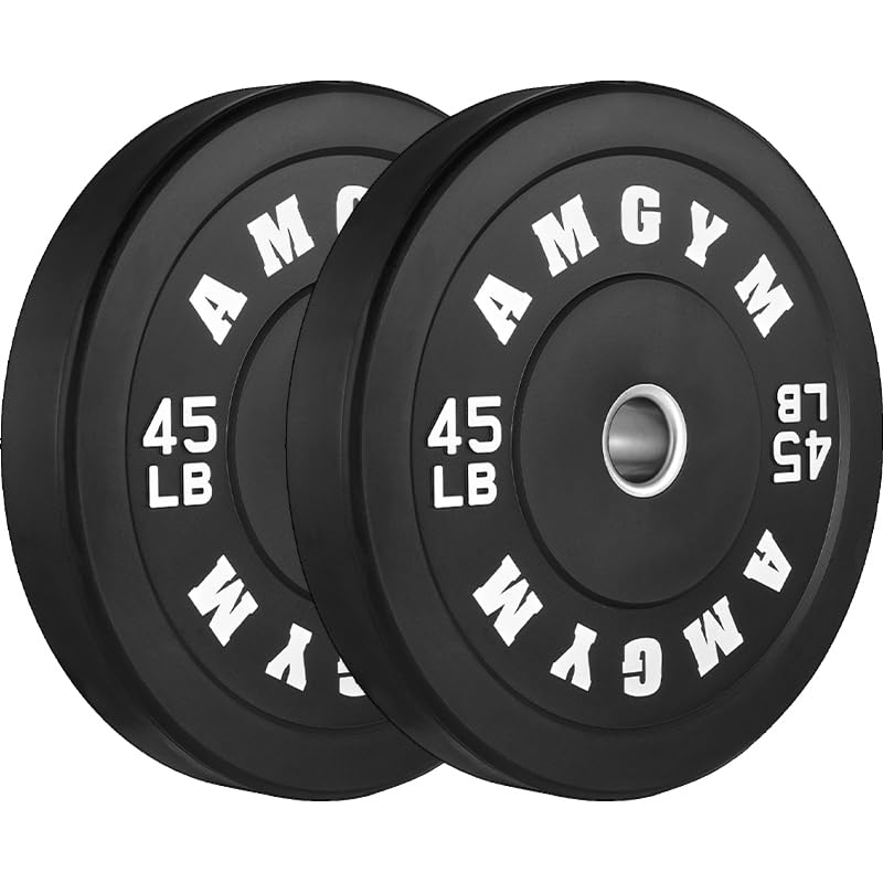 Premium Rubber Coated 2-Inch Olympic Bumper Plates Set (10-500lbs) - Steel Weight Plates for Strength Training, Weight Lifting & CrossFit - Ideal for Home Gym, Commercial Gym & Functional Fitness Workouts