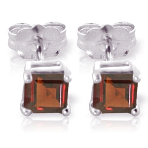 1 Carat 14K Solid White Gold Garnet Stud Earrings - Elegant Dangle Earrings for Women, Perfect for Weddings, Parties & Special Occasions