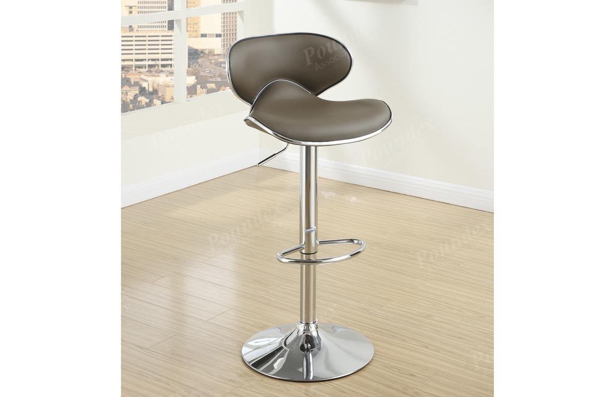 1 X Round Base Bar Stool with Espresso Oval Back & Seat - Modern Kitchen Island & Breakfast Nook Stool for Home & Cafe