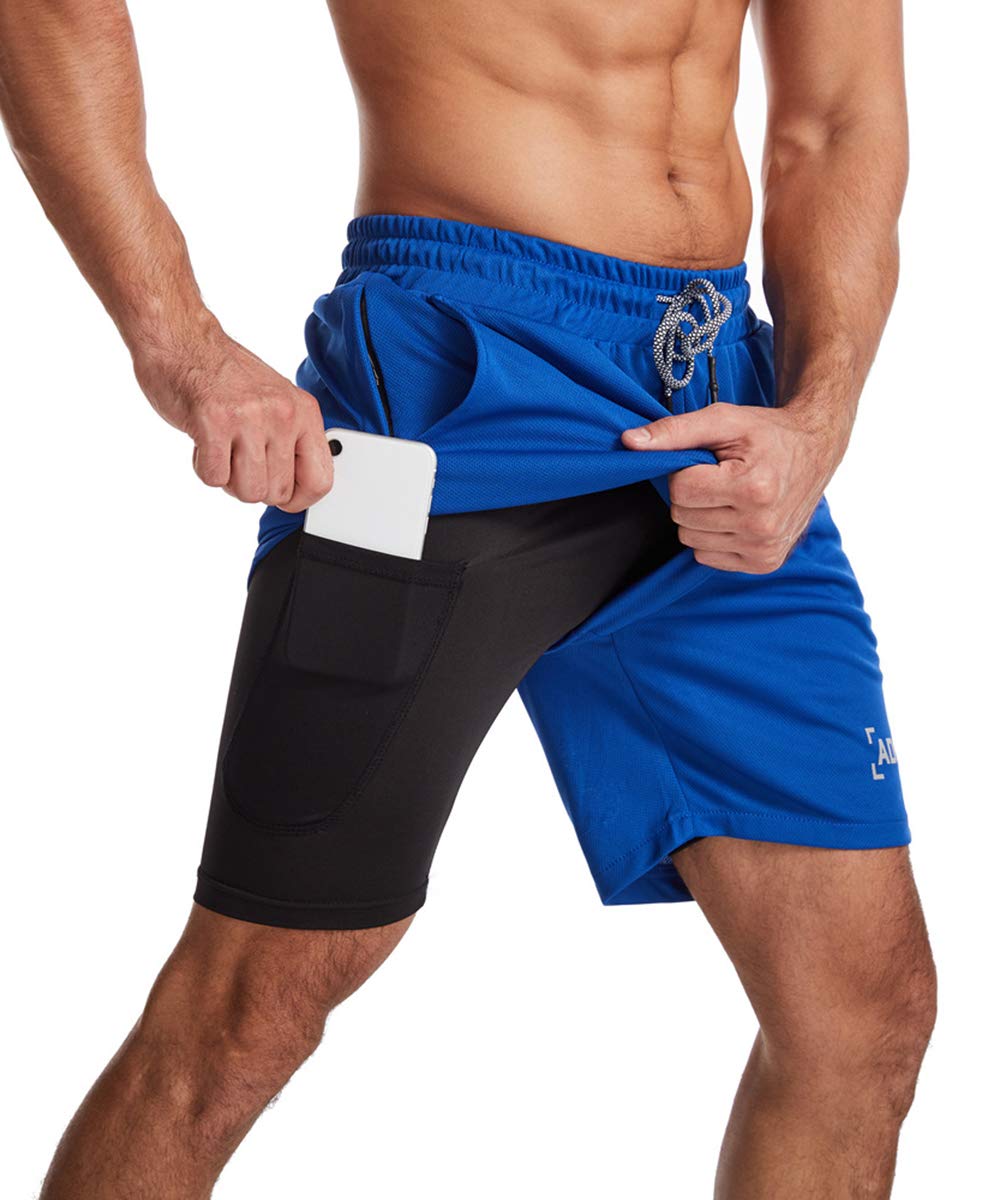 Sandbank Men's 2-in-1 Workout Running Shorts - Lightweight Quick-Dry 5