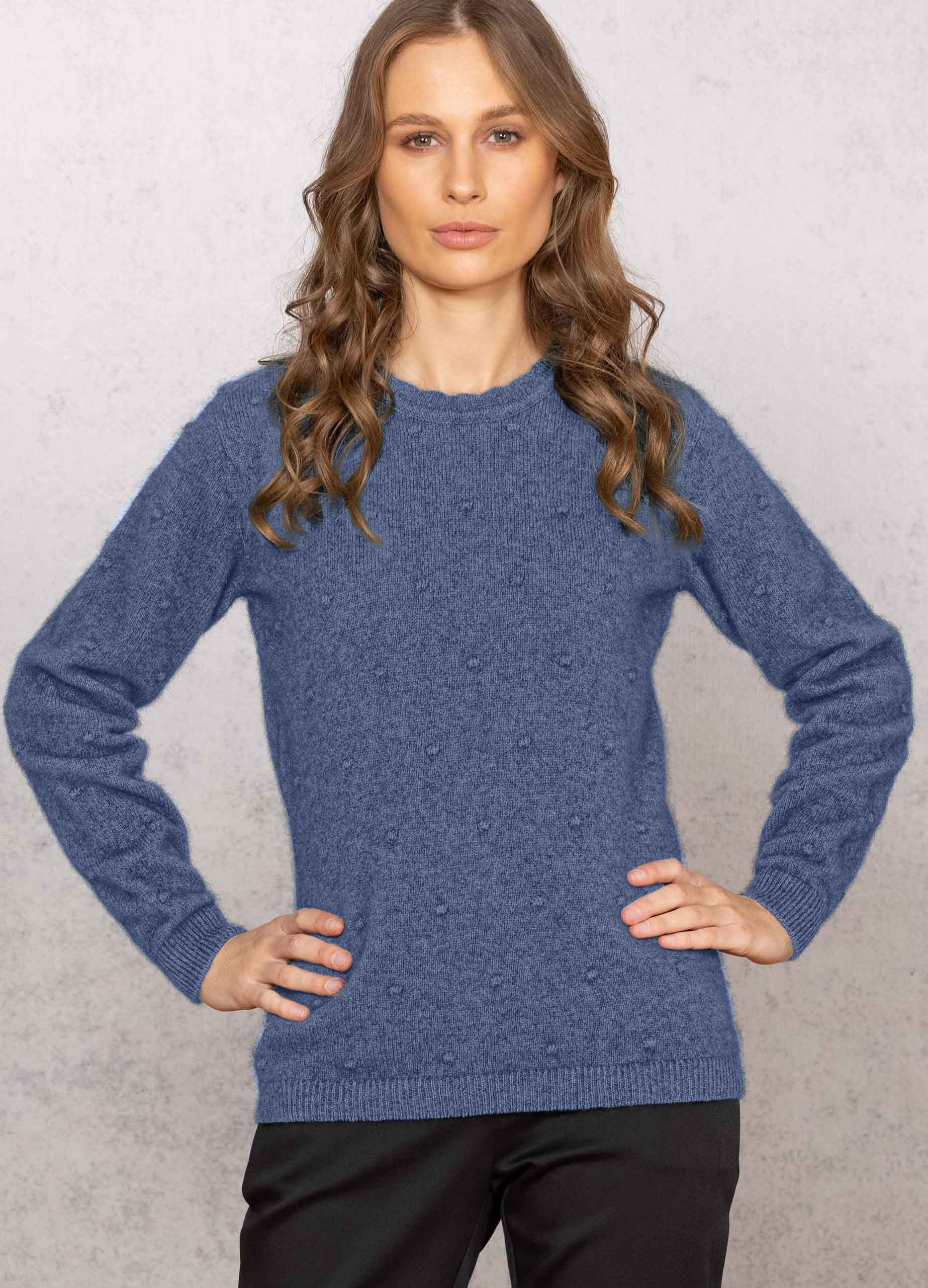 Women's Merino Possum Pin Dot Crew Neck Sweater - Soft & Warm Winter Knitwear for Casual Outfits & Outdoor Activities