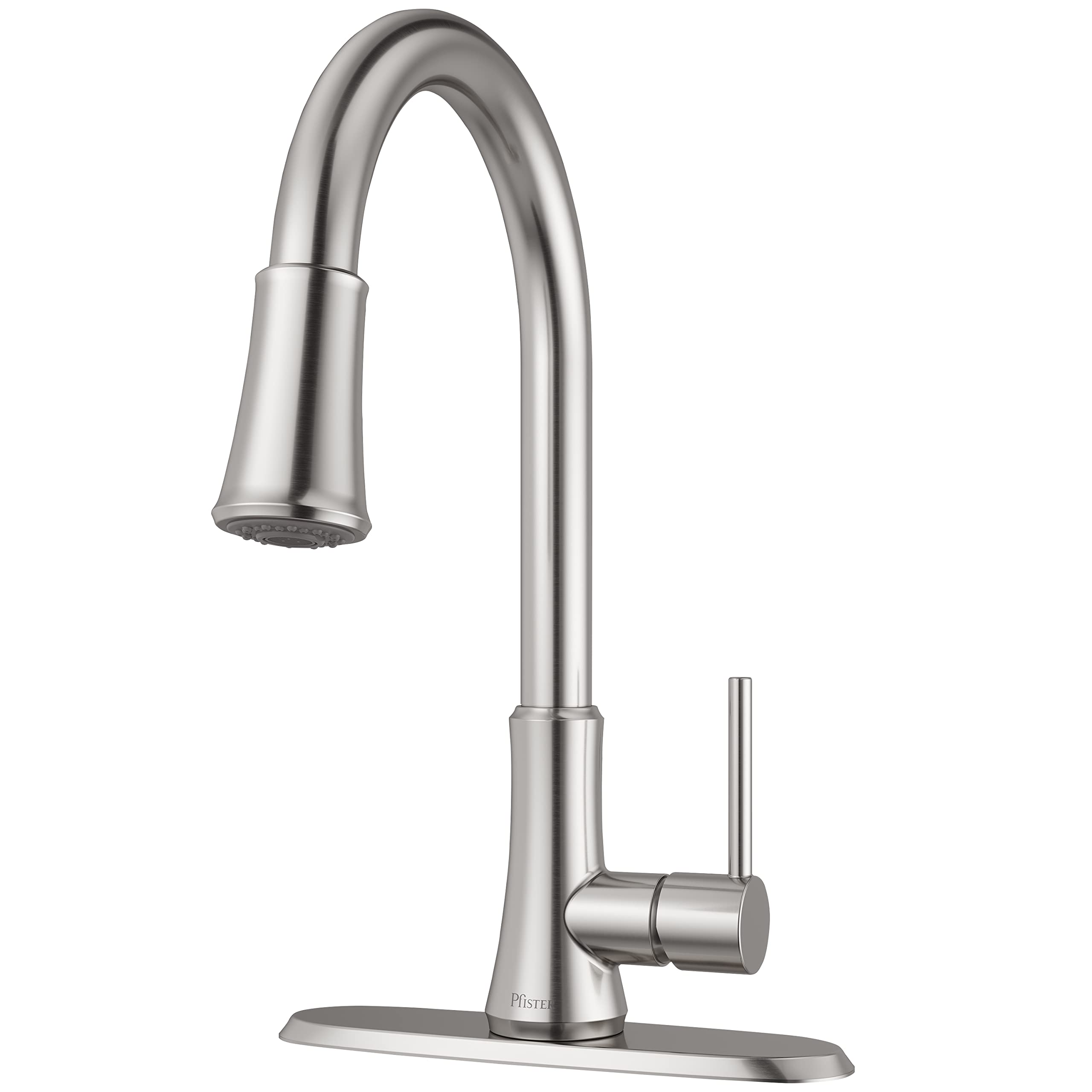 Pfister Classic Stainless Steel Pull-Down Kitchen Faucet with Sprayer - Modern 1 or 3-Hole Mount Sink Faucet with Deckplate Option - Perfect for Home Kitchen Renovation & Daily Cooking Tasks