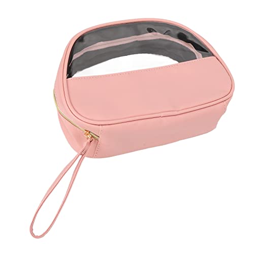 Stylish PU Leather Cosmetic Bag - Travel Makeup Toiletry Pouch with Visible Design, Perfect for Lipstick & Daily Essentials | Ideal for Travel, Gym & Everyday Use