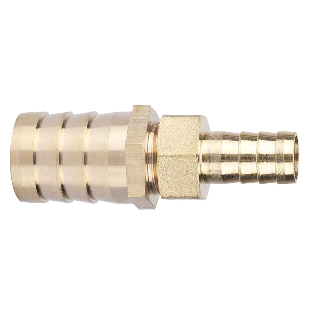 Brass Hex Nipple & Barbed Reducing Bushing - Female Thread Pipe Fitting Connector Adapter (14-25mm) for Hose & Threaded Pipe Joints - Perfect for Plumbing, HVAC & Water Supply Systems