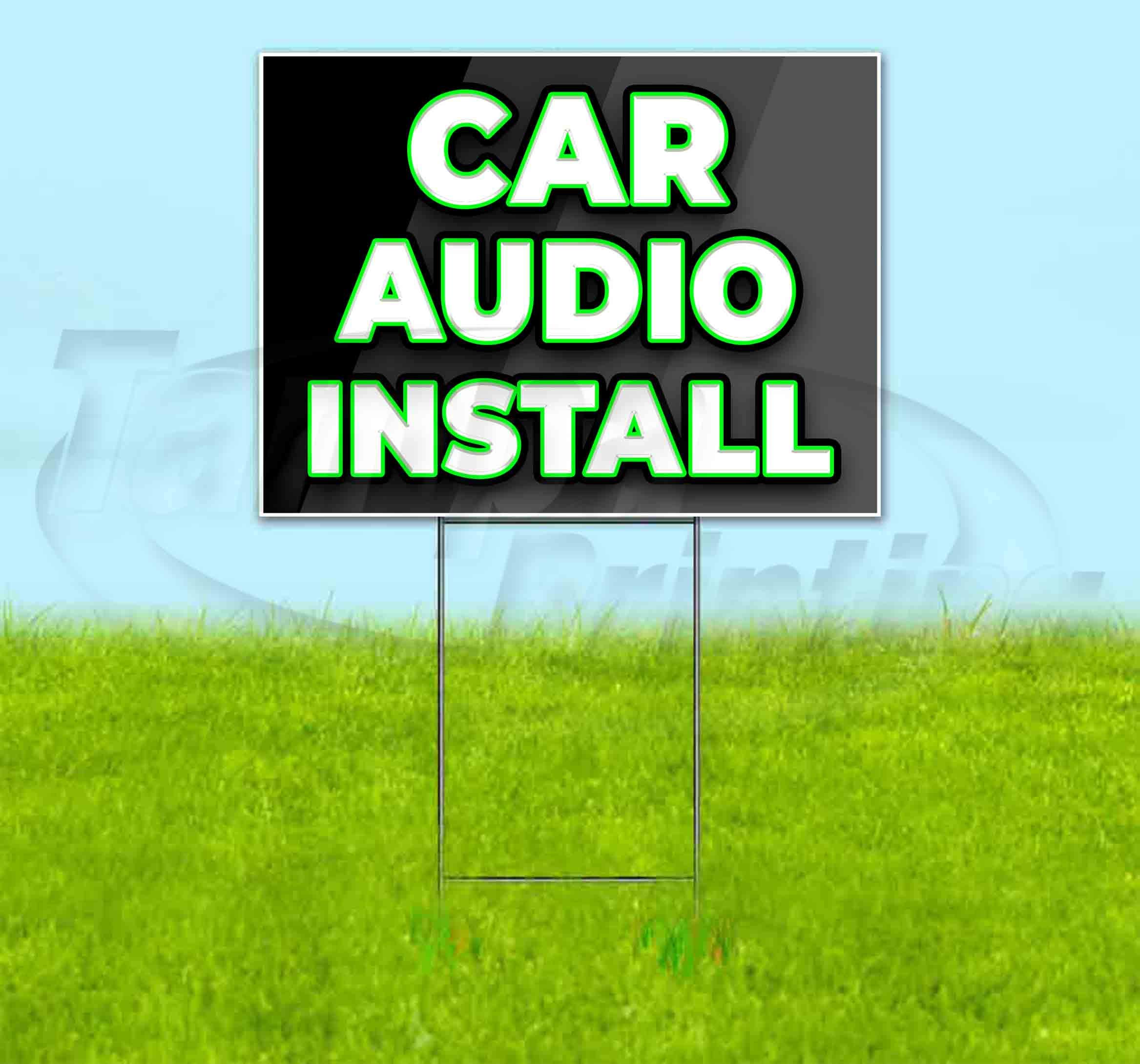 Premium 18x24 Inch CAR Audio Installation Yard Sign with Metal Step Stake | Bulk Discounts & Multi-Packs | Durable Advertising Sign for Businesses & Events | Made in USA | Perfect for Auto Shops, Car Shows & Driveway Advertising