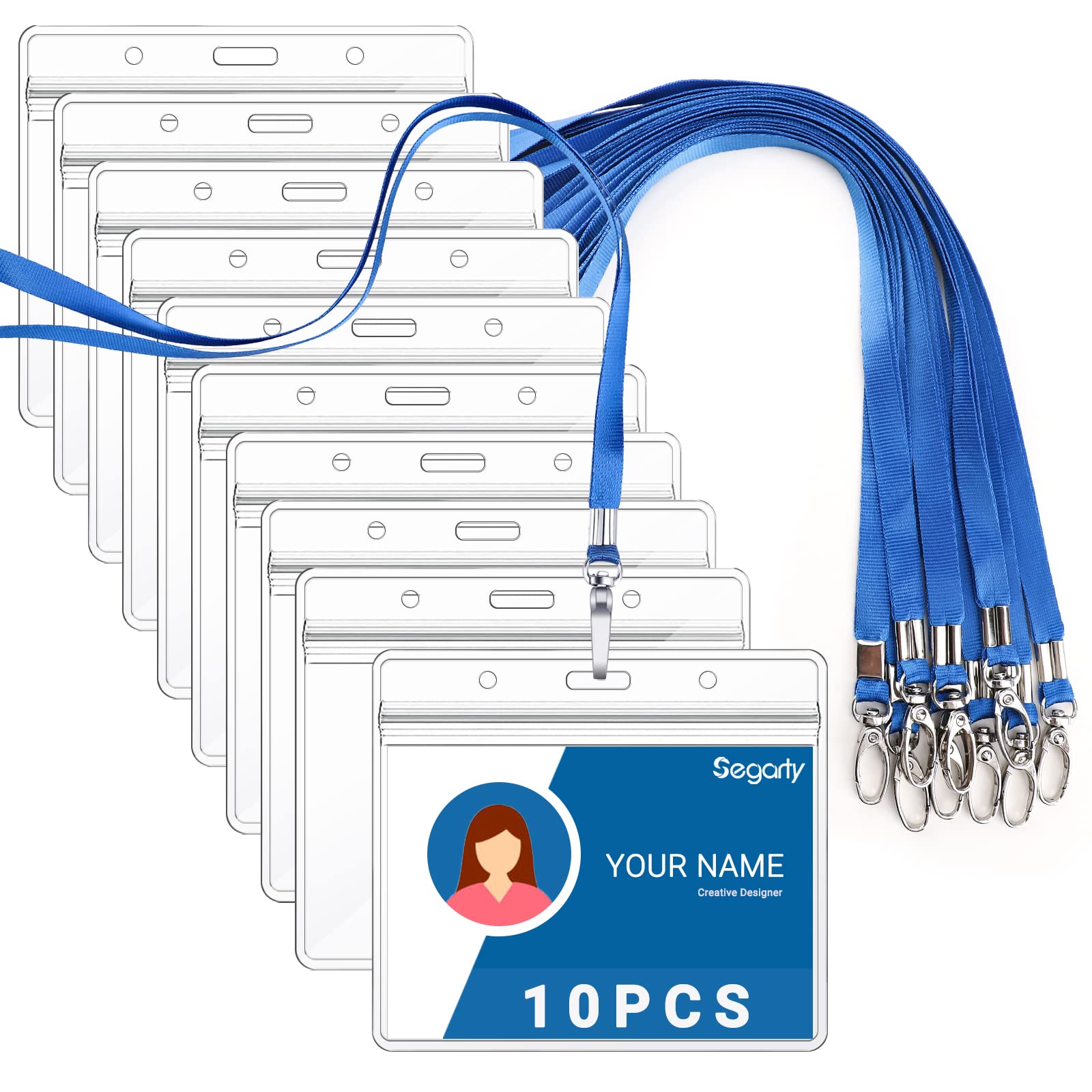 Segarty 10-Pack ID Lanyards with Clear Badge Holder - for Office, School & Events