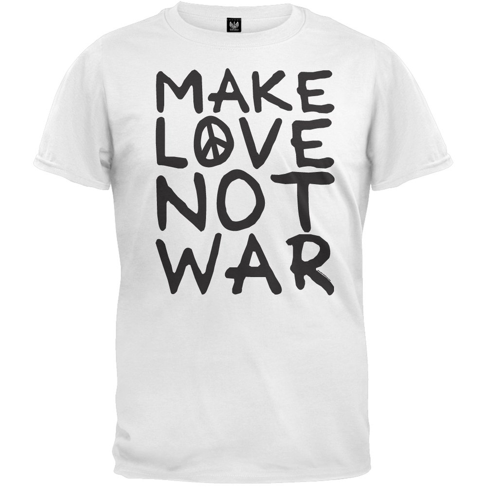 Men's 'Make Love Not War' Graphic T-Shirt - Vintage Peace Slogan Tee for Casual Wear & Protest Events