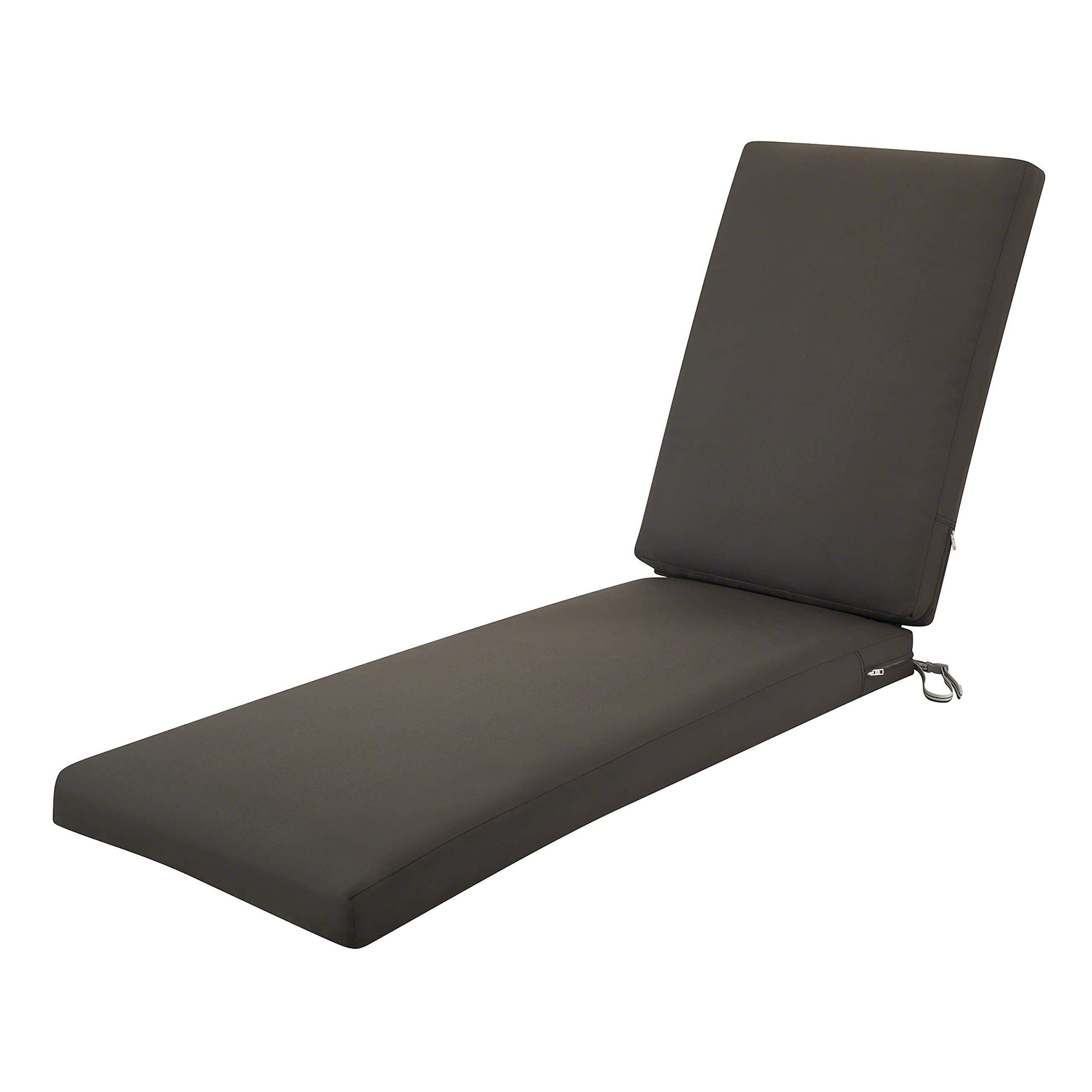 Classic Accessories Ravenna Water-Resistant Patio Chaise Cushion - 80 x 26 x 3 Inch Outdoor Seat Cushion in Espresso Brown - Perfect for Poolside Lounging, Deck Chairs & Patio Furniture