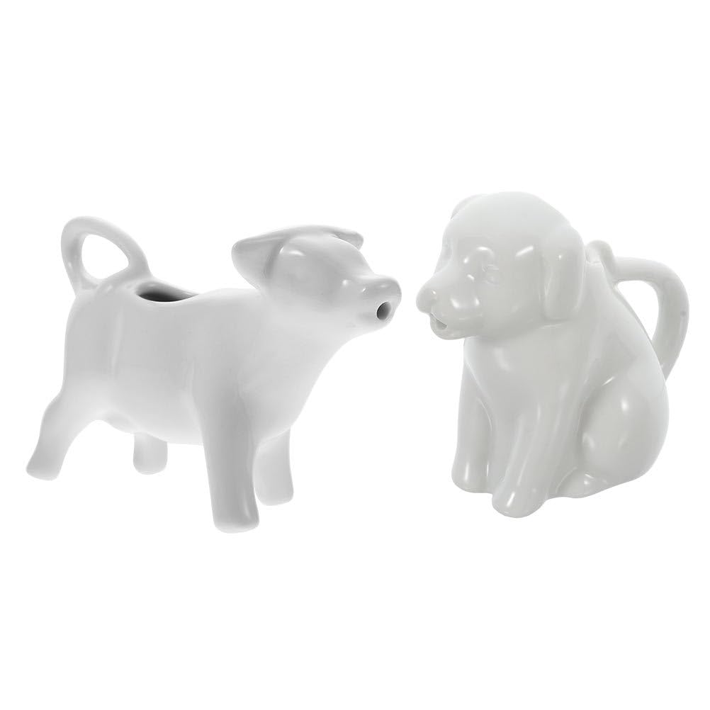 FOMIYES 2-Piece Animal Shaped Ceramic Creamer Pitcher Set - Hand Painted White Milk Jug with Handle for Coffee, Tea, Syrup - Perfect for Kitchen, Dining Table, and Gift Giving