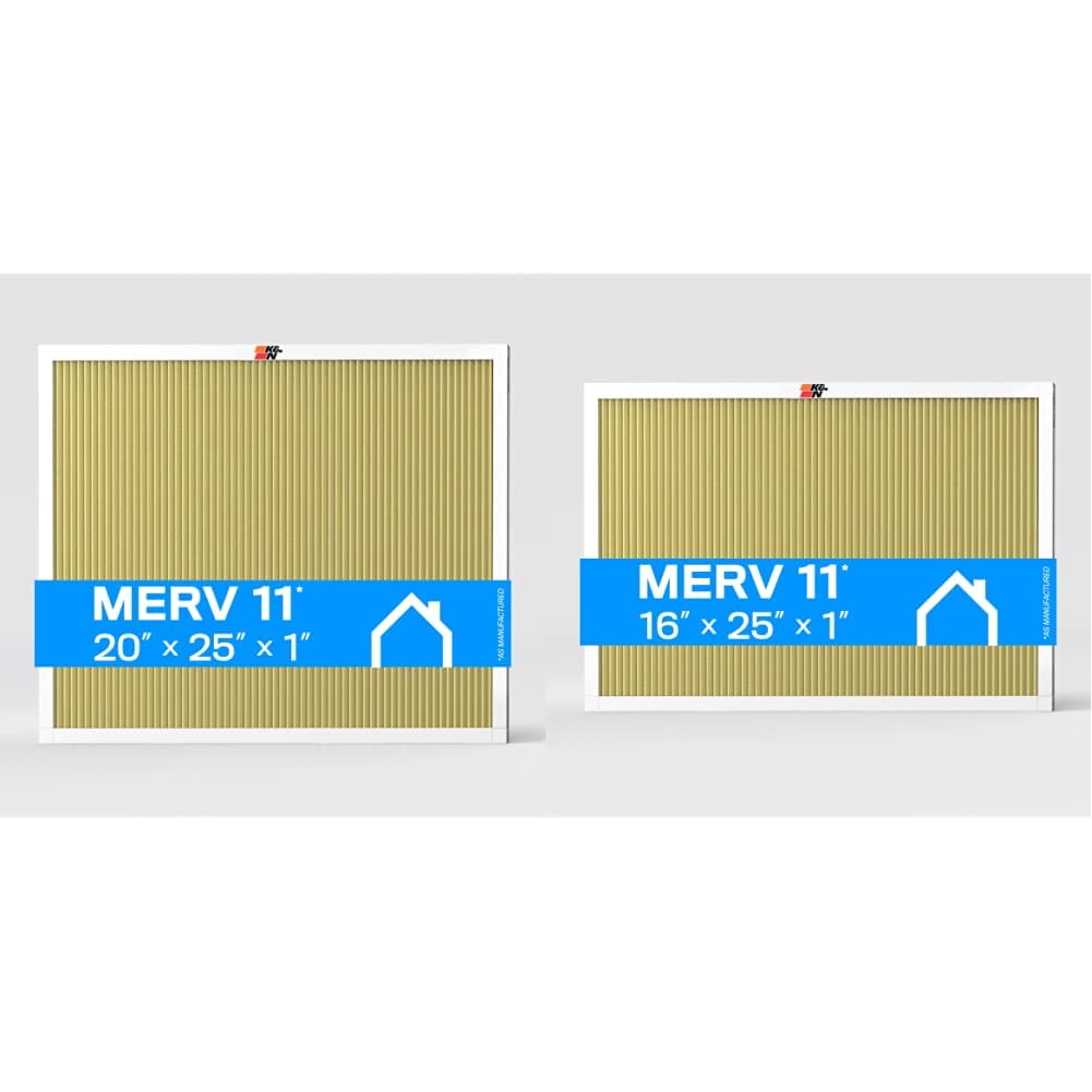 K&N 20x25x1 & 16x25x1 MERV 11 Washable Air Filters - Last Furnace Filter You'll Ever Buy - Safe Breathing for Home & Office - HVAC, AC, Furnace & Air Purifier Use