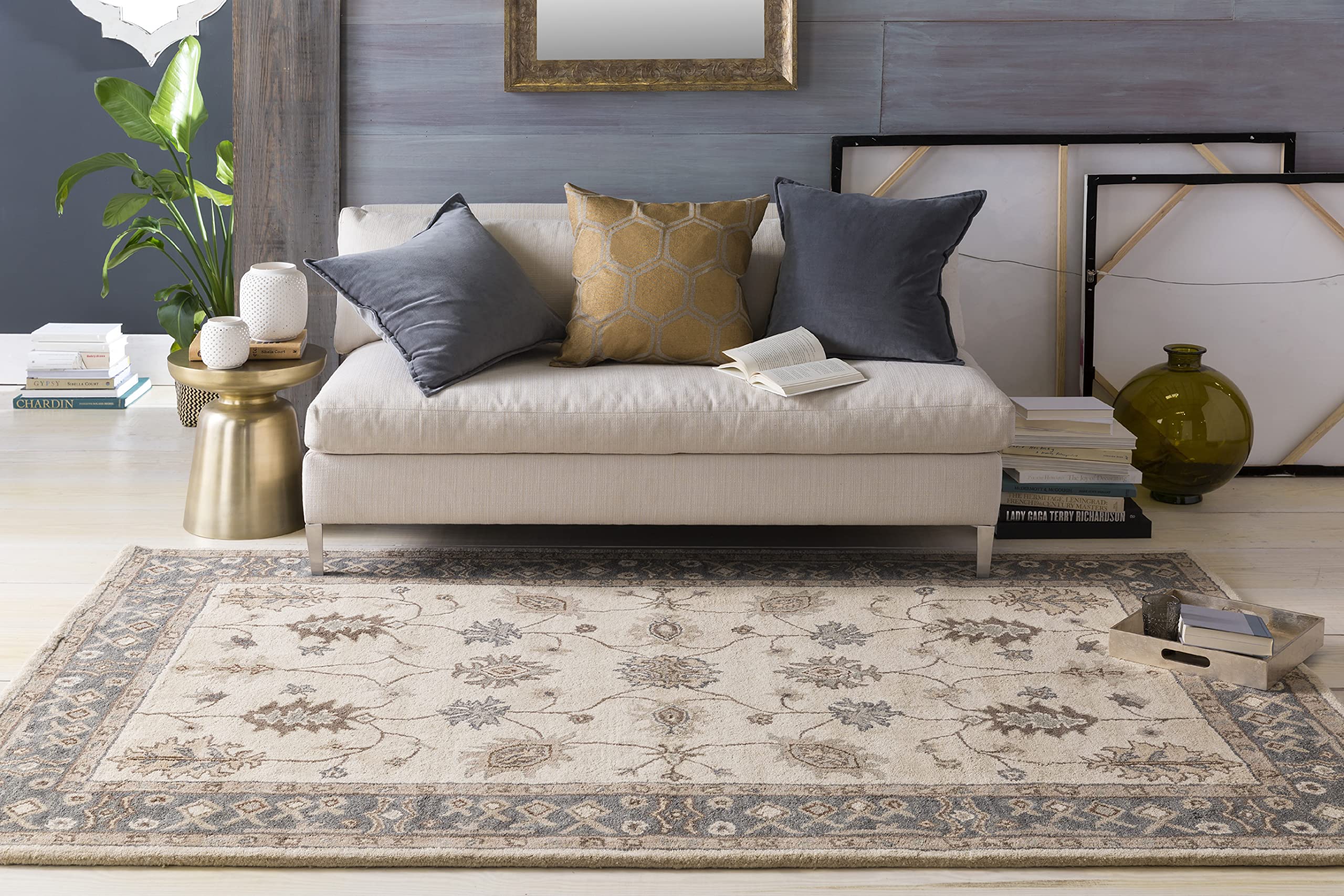 Mark&Day 5x7 Traditional Khaki Area Rug - Gray Cream Carpet for Living Room, Bedroom, Kitchen | Soft & Durable Indoor Rug | Perfect for Home Decor, Cozy Spaces (5' x 8')