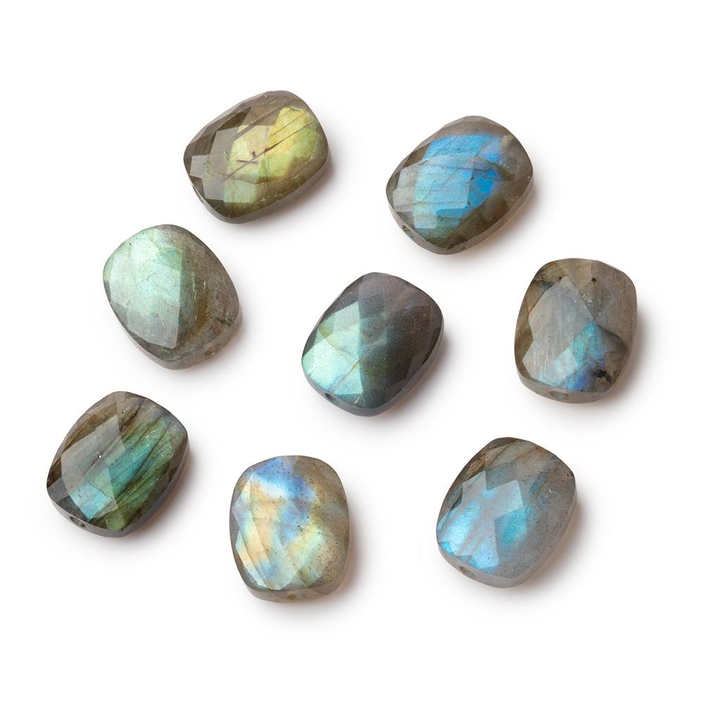 Premium 12x10mm Labradorite Faceted Rectangle Beads - Set of 2 AA Grade Focal Beads with 1mm Hole for Jewelry Making - Perfect for Necklaces, Bracelets & DIY Craft Projects