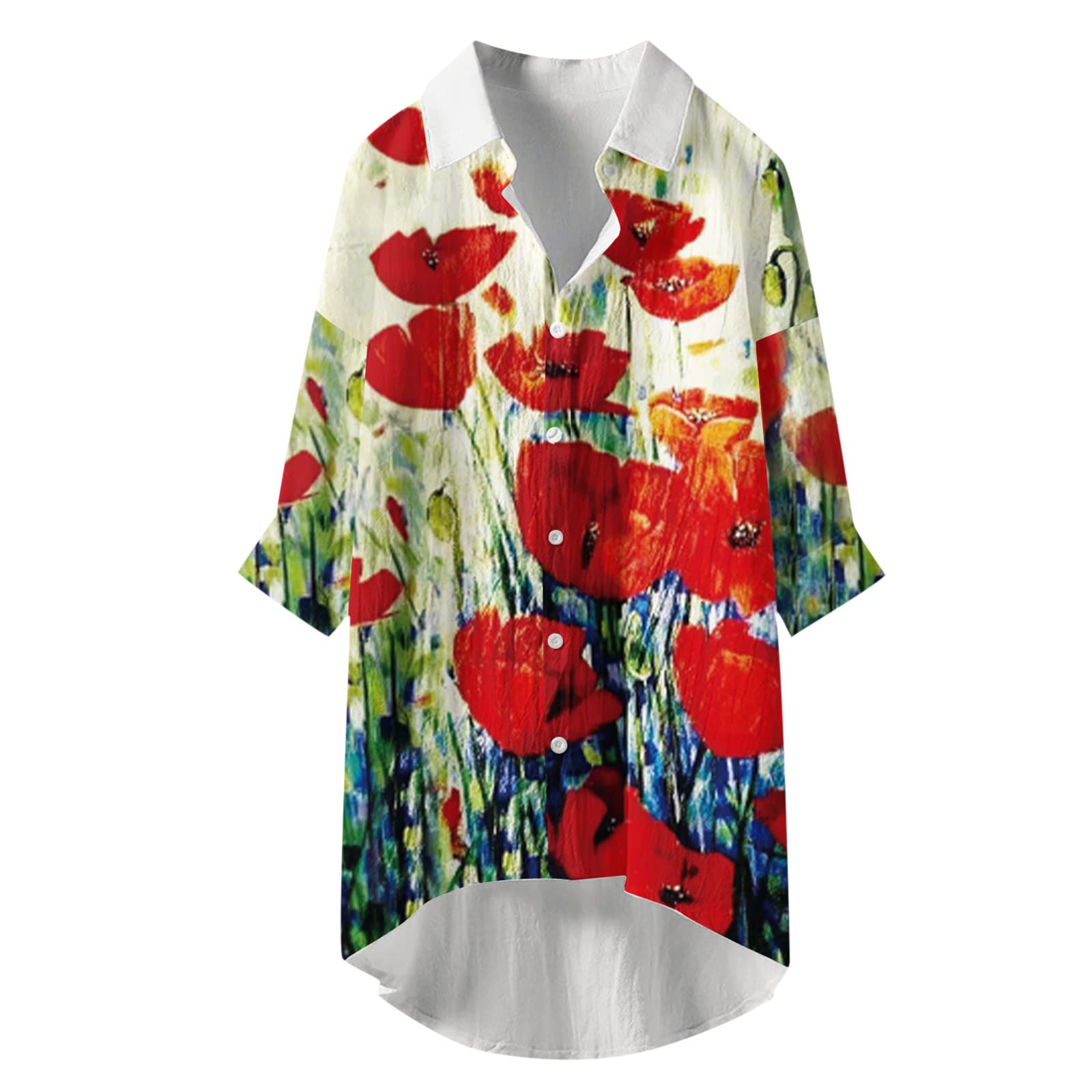 Women's Summer Casual V-Neck Long Sleeve Tunic Tops - Trendy Blouse for Work, Date Night & Everyday Wear
