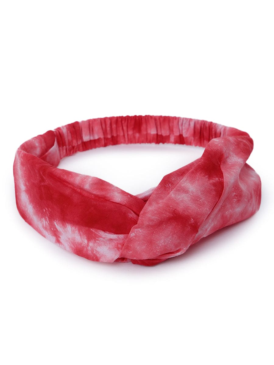 Tie Dye Twist Knot Headband - Stylish Red Hair Accessory for Women, Yoga, Workouts & Everyday Fashion
