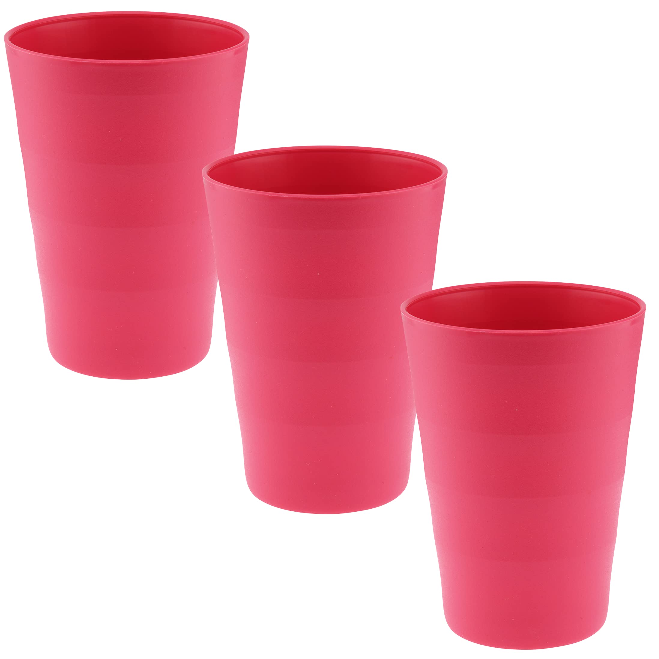 YBM 12oz Unbreakable Plastic Cups - Reusable Drinking Glasses for Kids & Adults, BPA-Free, Dishwasher Safe (Pack of 3, Pink) - Perfect for Parties, Picnics, and Everyday Use