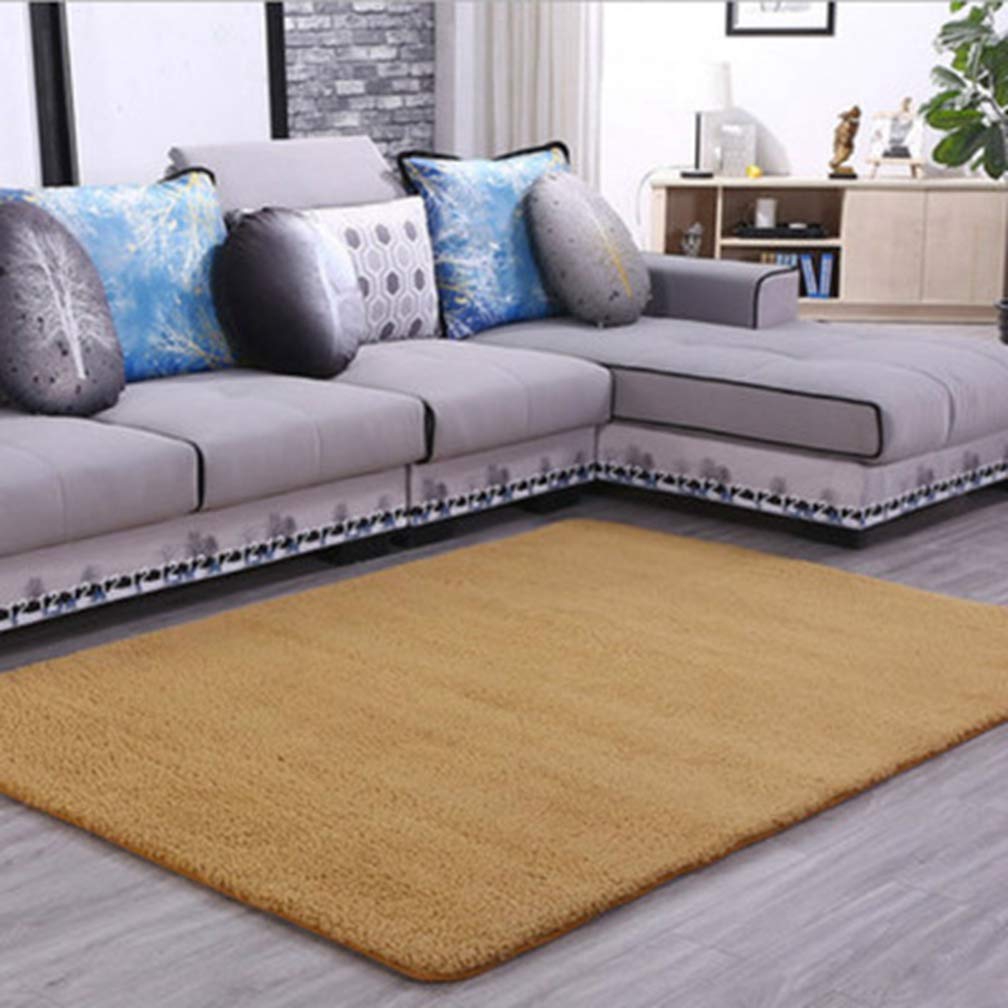 Soft Plush Shag Area Rug 5.2'x6.5' - Non-Slip Rectangular Carpet for Living Room, Bedroom, Nursery - Modern Indoor/Outdoor Home Decor in Brown - Perfect for Cozy Family Spaces & Kids Play Areas
