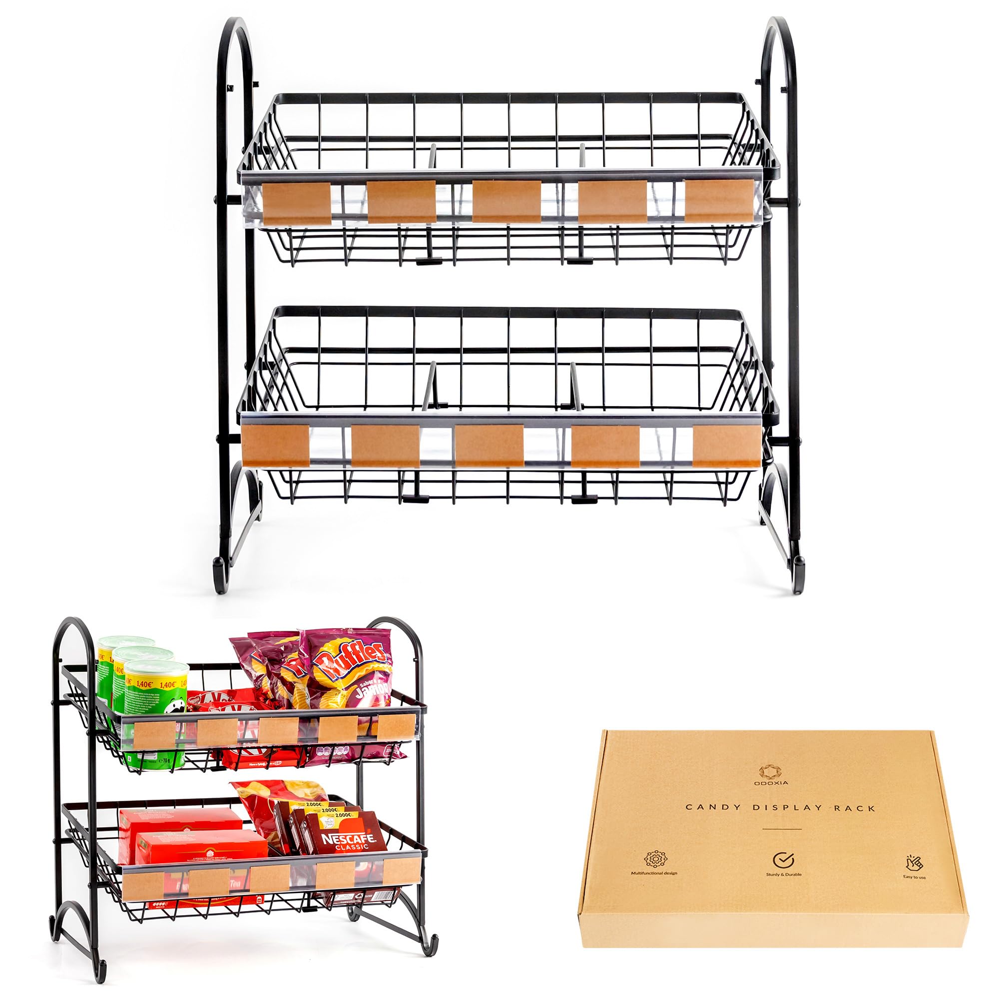Stackable Candy Display Rack - Countertop Snack Organizer for Retail Stores, Bakeries & Home Kitchens - Durable 1-Pack Candy Holder for Gumballs, Chocolates & Treats