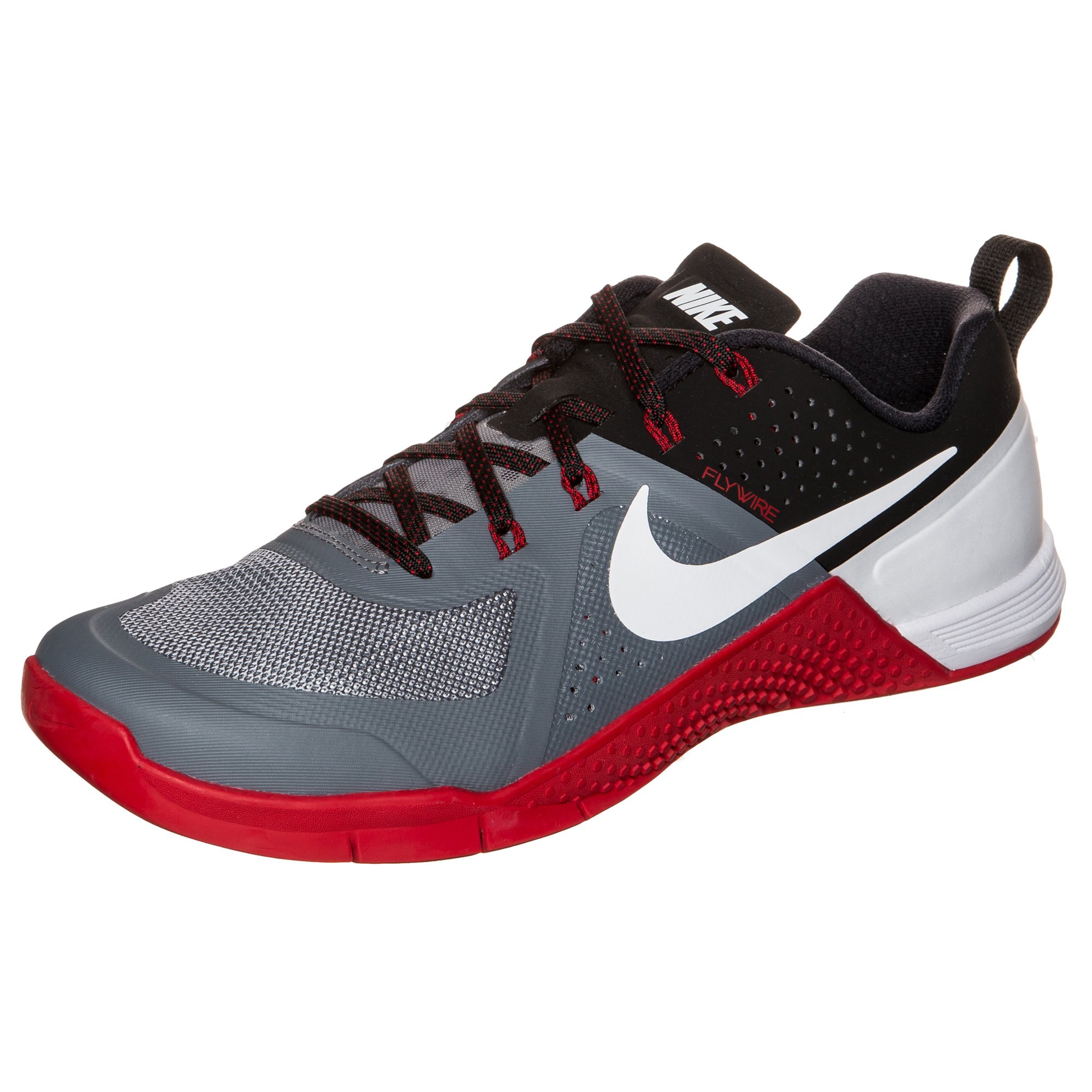 Nike Metcon 1 Men's Training Shoes - US Size 7 | Cool Grey/White/Black/University Red | Gym Workout & CrossFit Sneakers for Men | Durable Fitness Footwear for Weightlifting & High-Intensity Training