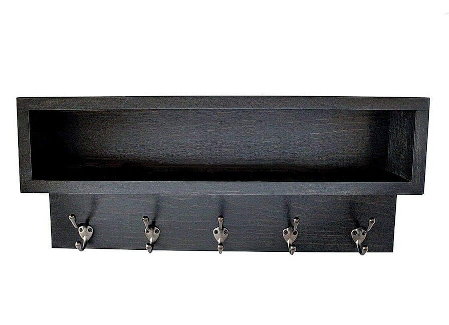 36 Inch Wall Mount Coat Rack with 6 Hooks and Shelf - Space Saving Entryway Organizer for Hats, Scarves & Keys - Perfect for Hallway, Bedroom or Mudroom Organization