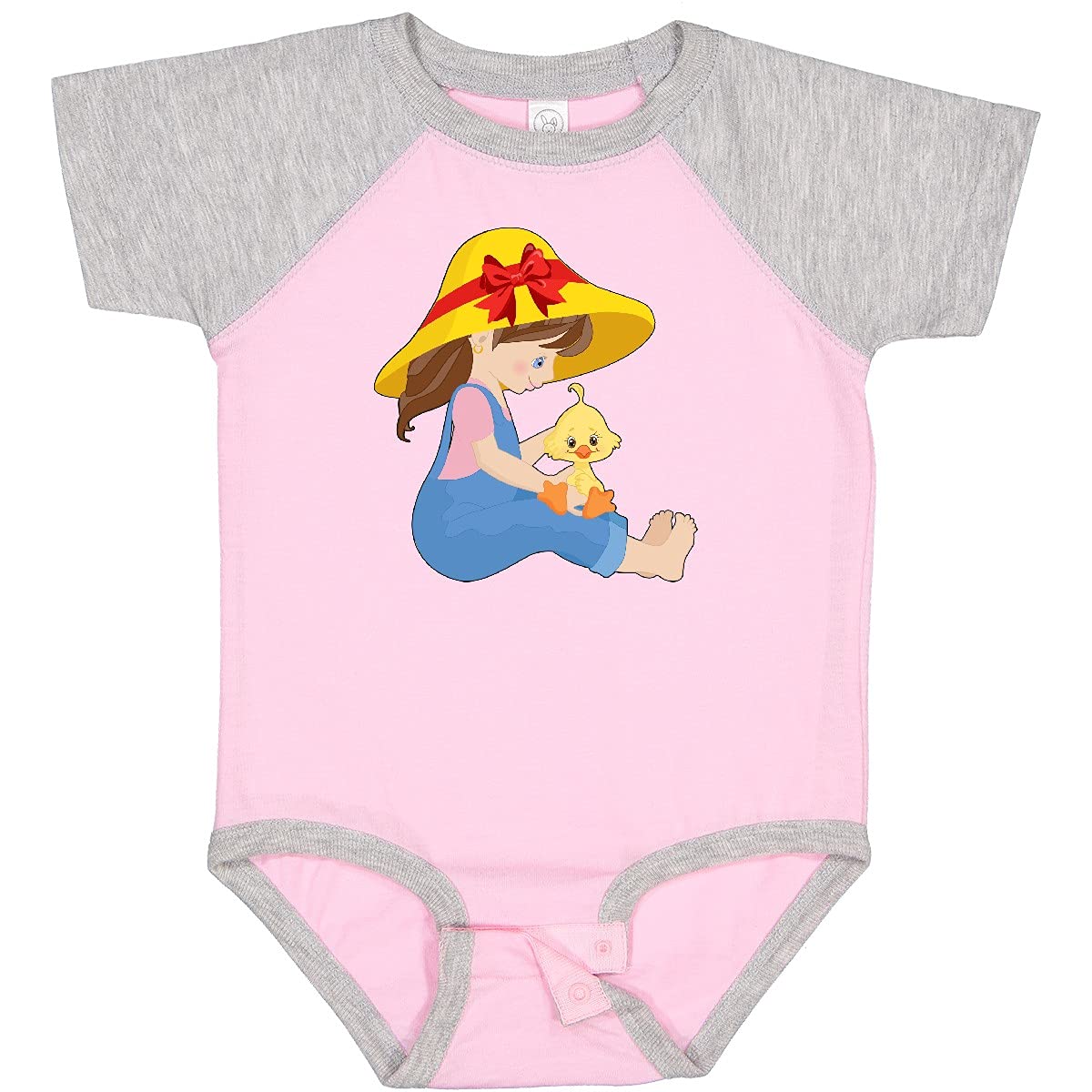 Inktastic Farming Girl with Baby Chick Baby Bodysuit - Cute Farm Animal Onesie for Infants & Toddlers - Perfect for Farm-Themed Parties, Photo Shoots & Everyday Wear