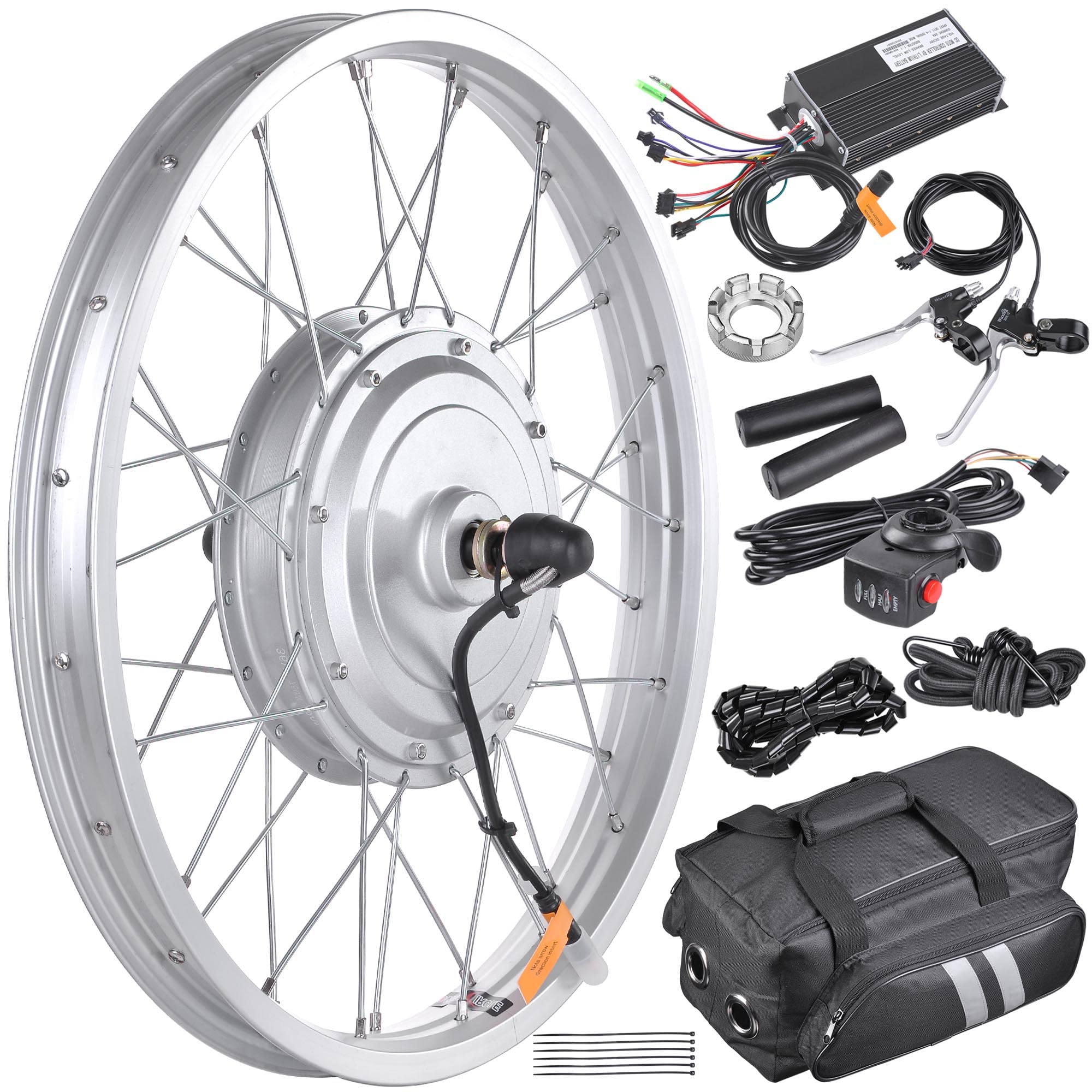 20/24 Inch 750W 36V Electric Bike Front Wheel Conversion Kit with Thumb Throttle - E-Bike Hub Motor for DIY Bicycle Upgrade - Perfect for Commuting, Urban Riding & Off-Road Adventures