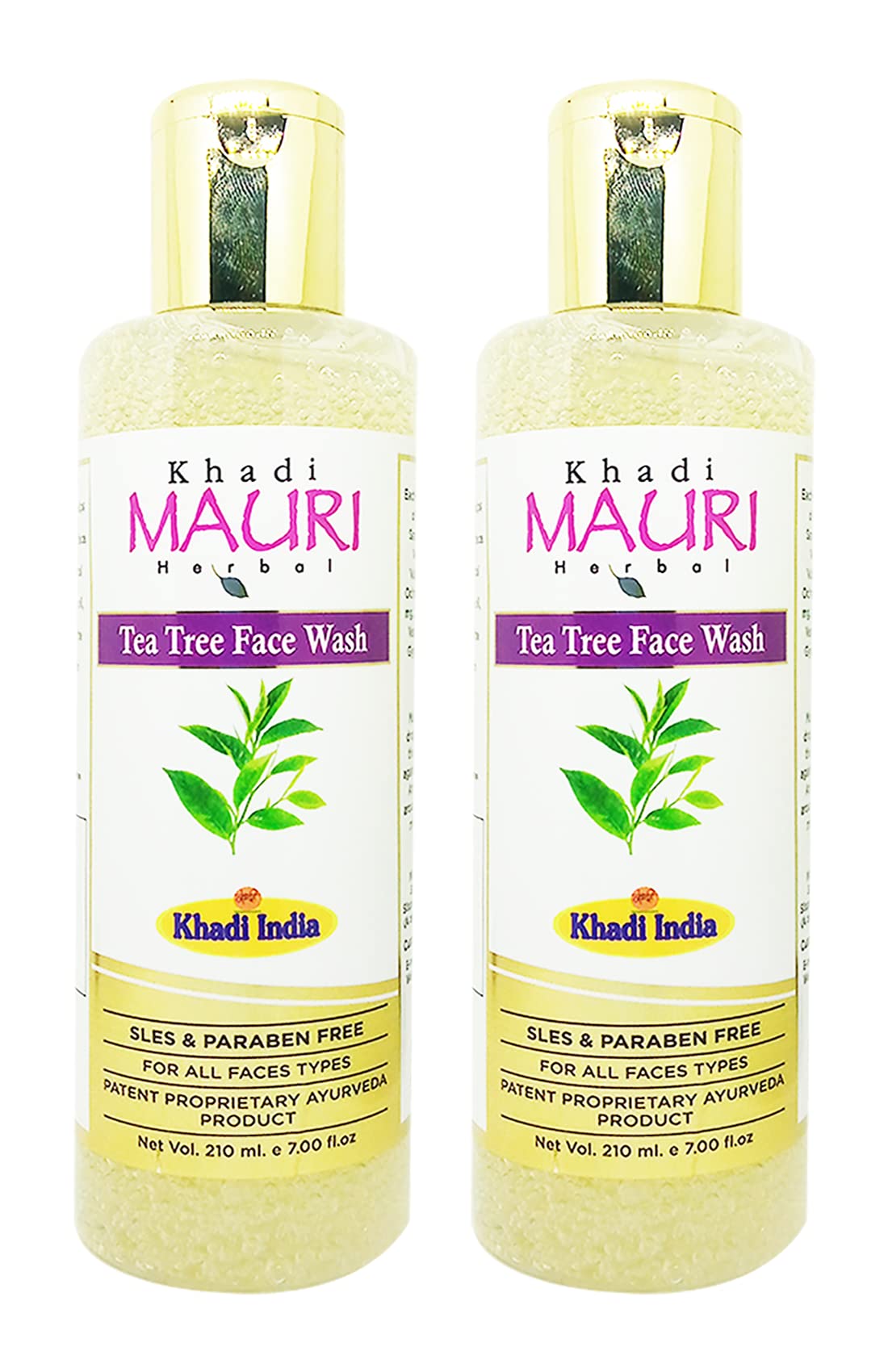 Khadi Mauri Tea Tree Face Wash - SLS & Paraben Free, 420ml (Pack of 2) | Deep Cleansing for Acne & Oily Skin | Daily Skincare Routine